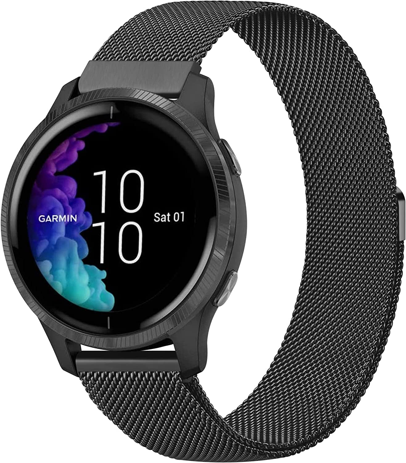 Wanme Bands for Garmin Venu / Vivoactive 3 Watch Band, 20Mm Metal Wristband Strap for Garmin Venu Sq, Vivoactive 3 Music, Forerunner 645 / 245 Music, Samsung Galaxy Watch 4 Band  Wanme Black  