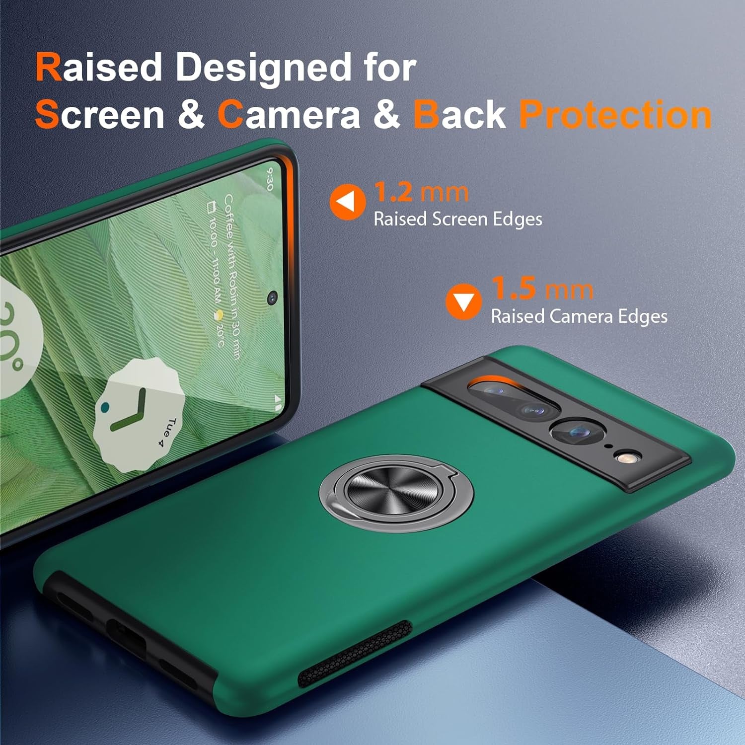 JAME for Google Pixel 7 Pro Case, Slim Fit Case for Pixel 7 Pro with Invisible Ring Kickstand, [Military Grade Drop Tested] Dual Layer Shockproof Protective Phone Case for Pixel 7 Pro 6.7", Green  JAME   