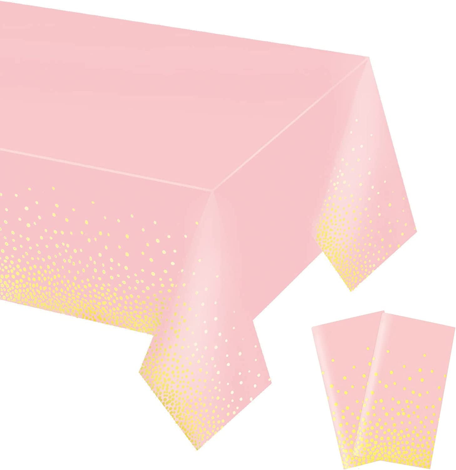 Gexolenu 4 Pack Black and Gold Disposable Plastic Tablecloth for Rectangle Tables(54" X 108"), Party Table Cloth Birthday,Table Cloths Graduation Decorations Class of 2023  Gexolenu Pink Gold 2 PCS 