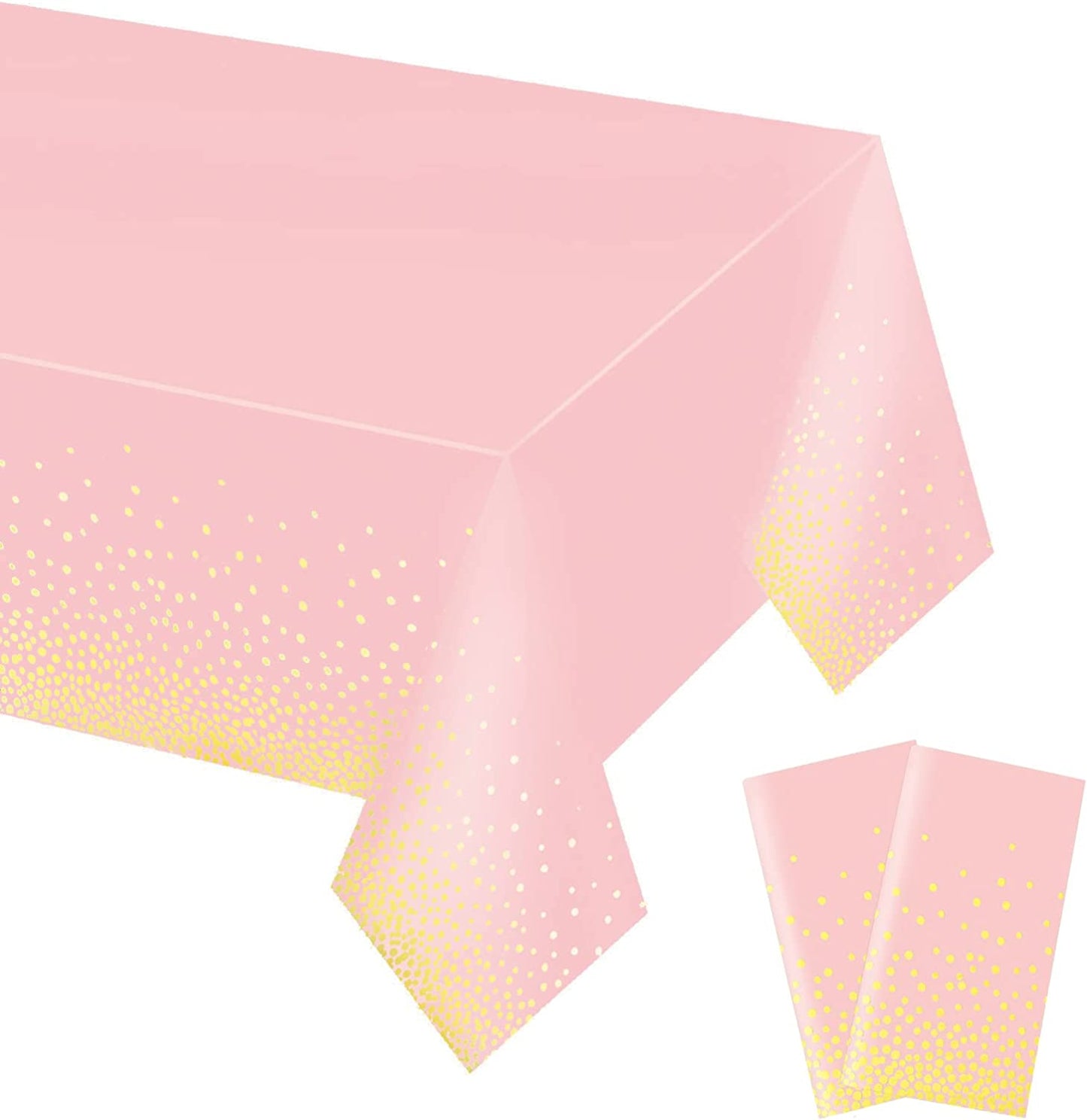 Gexolenu 4 Pack Black and Gold Disposable Plastic Tablecloth for Rectangle Tables(54" X 108"), Party Table Cloth Birthday,Table Cloths Graduation Decorations Class of 2023  Gexolenu Pink Gold 2 PCS 