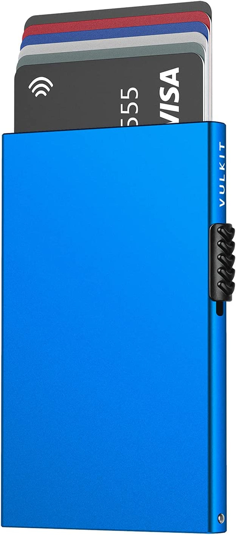 VULKIT Minimalist Credit Card Holder Pop up Cards RFID Protection Slim Metal Wallet  VULKIT Blue  