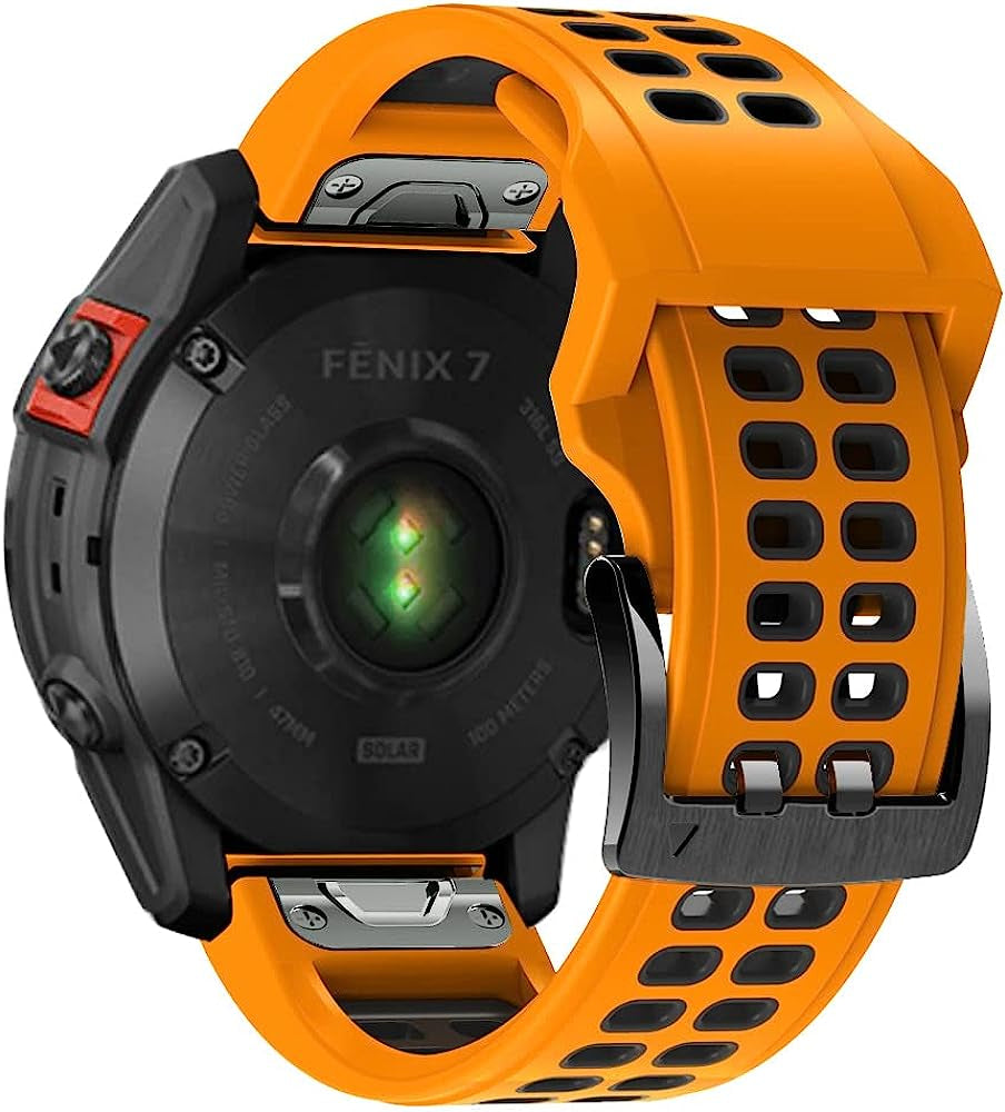 REYDA Silicone Band Compatible for Garmin Fenix 7/6/6 Pro/5/5 Plus, Soft Breathable Silicone Metal Bracelet Sport Wristband Replacement Band for Garmin Forerunner 935/945/955/965/Approach S60/S62  REYDA   