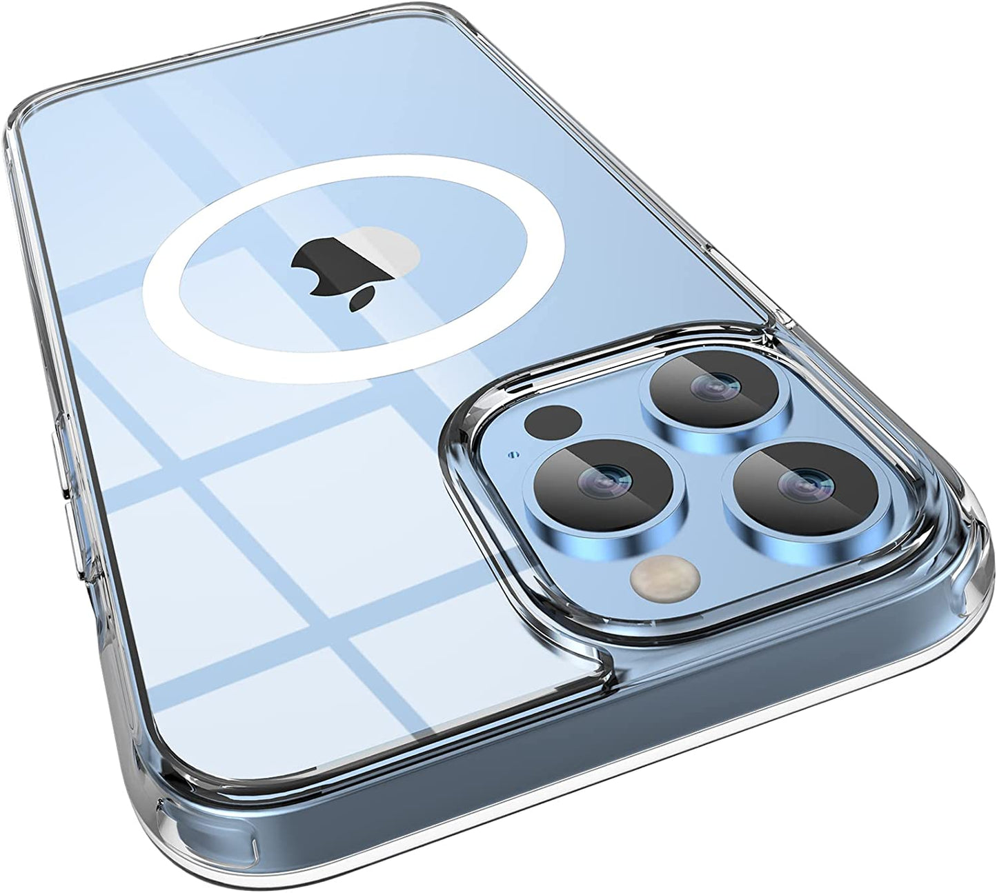 Mgnaooi Magnetic Case for Iphone 14 Pro Case [Mil-Grade Drop Tested & Compatible with Magsafe] Translucent Matte Back with Aluminum Alloy Keys, Shockproof 14 Pro Phone Case 6.1 Inch, Blue  Mgnaooi Clear  