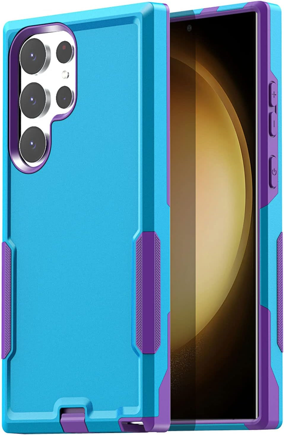 Aicase for Samsung Galaxy S23 Ultra Case,Heavy Duty Drop Protection Full Body Rugged Shockproof Military Protective Tough Durable Cover for Samsung Galaxy S23 Ultra 6.8"_Burgundy/Pink  AICase Spring Blue/Purple  