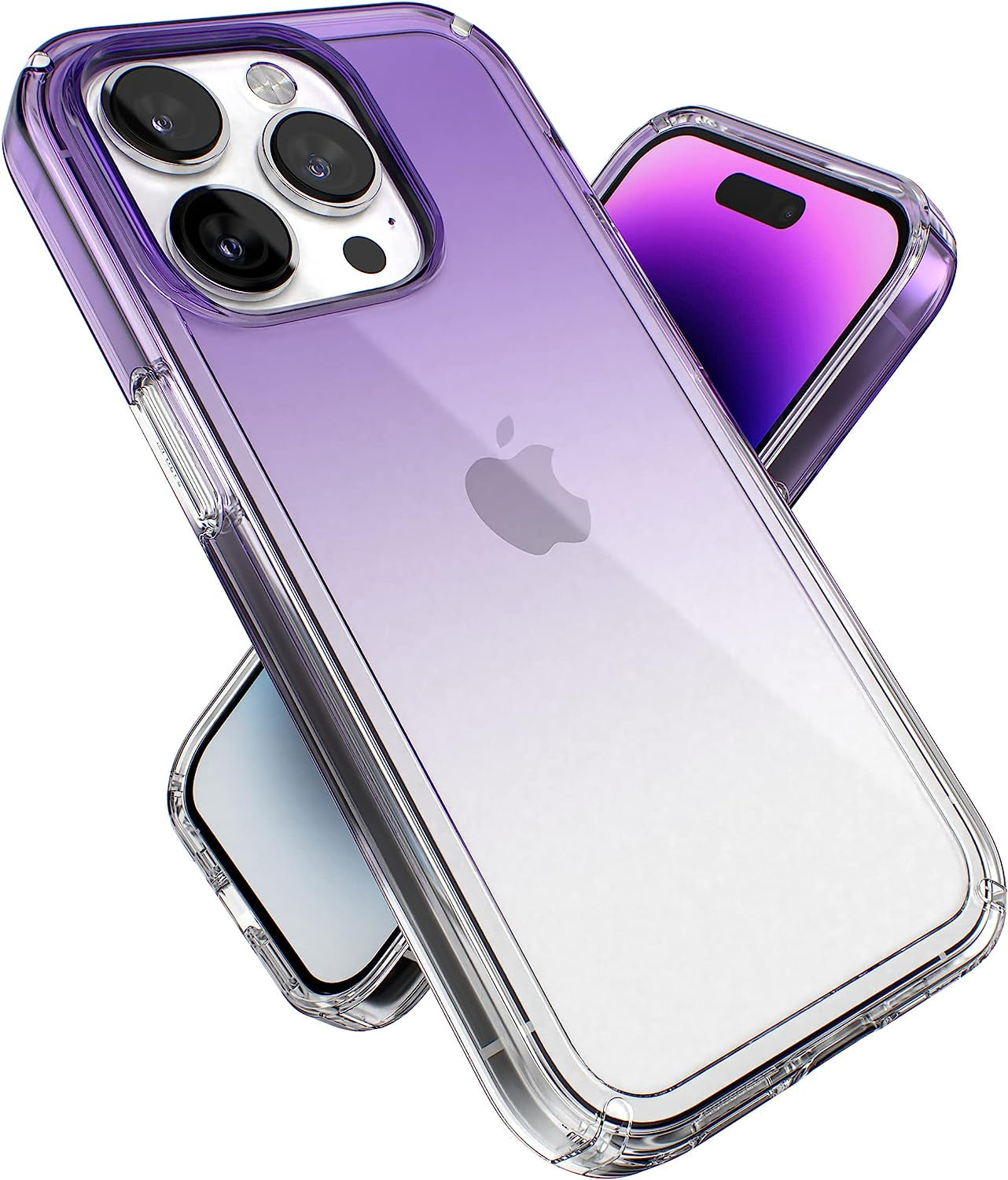 Speck Clear Iphone 14 Pro Case - Drop Protection, Scratch Resistant Dual Layer Slim Phone Case for 6.1" Iphone 14 Pro - Anti-Yellowing & Anti-Fade Case - Ombre Amethyst Purple Fade/Clear Gemshell  Speck Products   