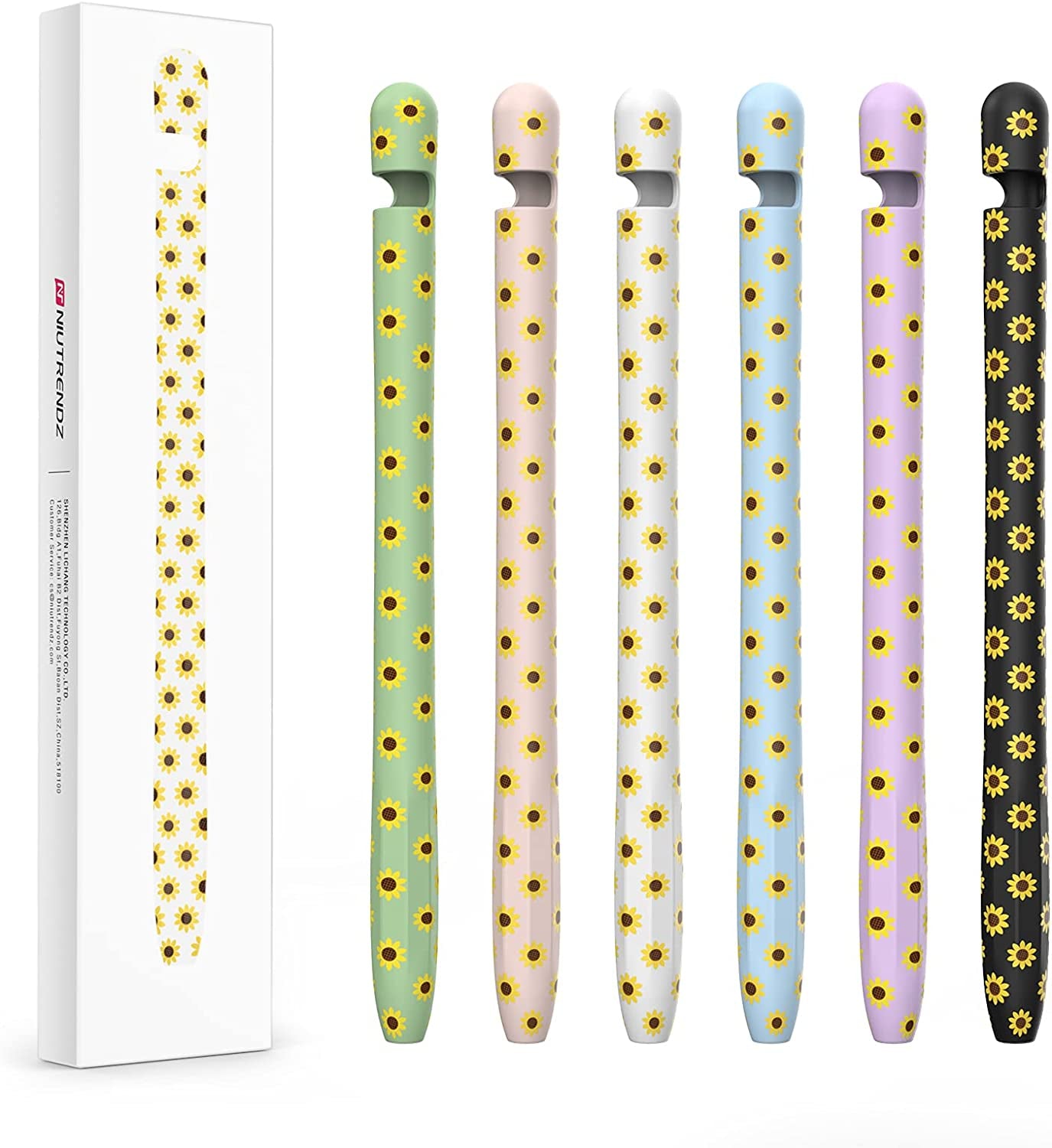 NIUTRENDZ Sunflower Case for Apple Pencil 1St Generation Case Cover Silicone Protective Sleeve Accessories with Apple Pencil Tips Cover & Cable Adapter Tether (Black)  NIUTRENDZ   