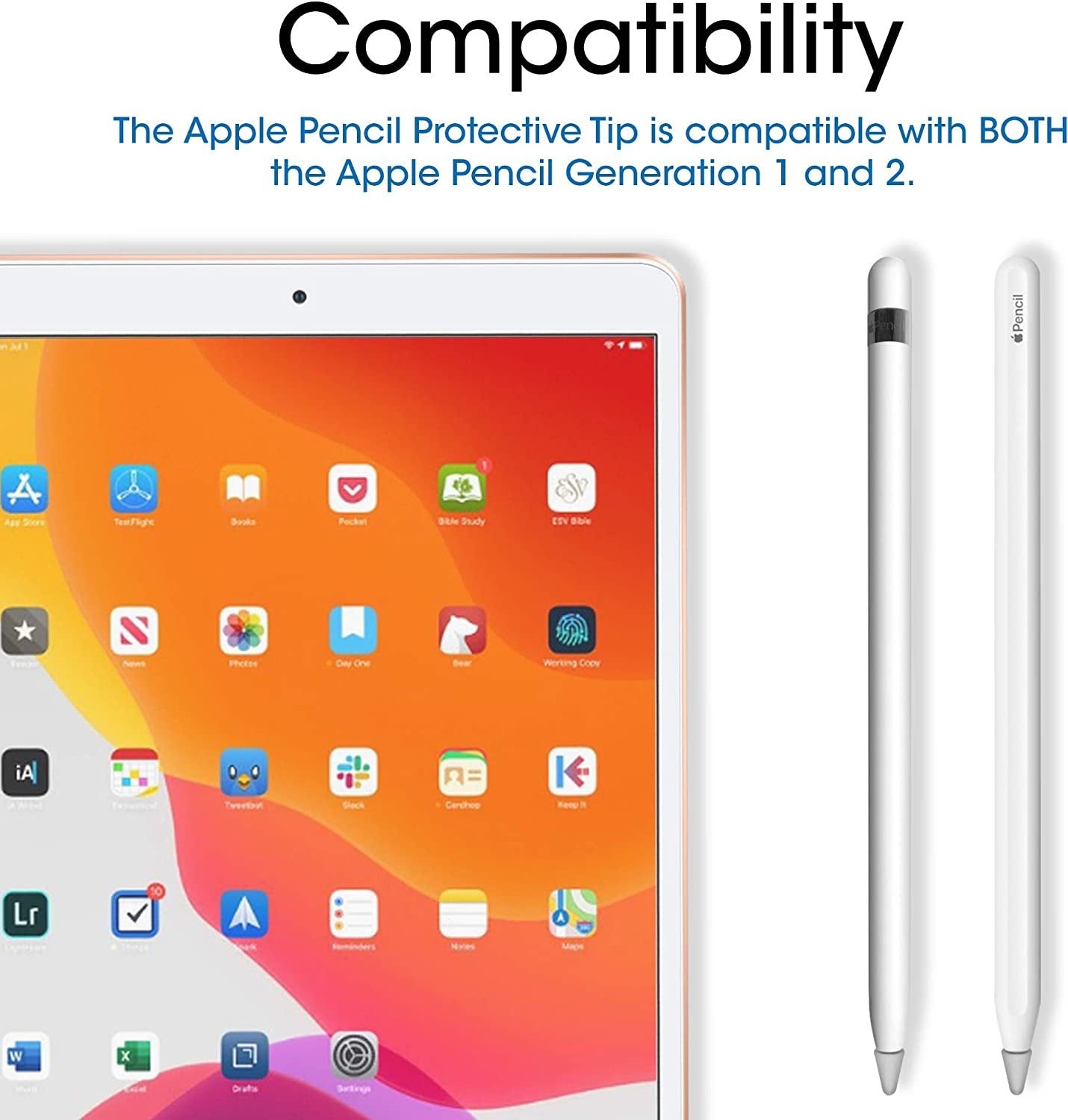 Techmatte Apple Pencil Tip Cover (8-Pack, Clear) Drawing Increased Friction Tool Compatible with Apple Pencil 1 and 2  TechMatte   