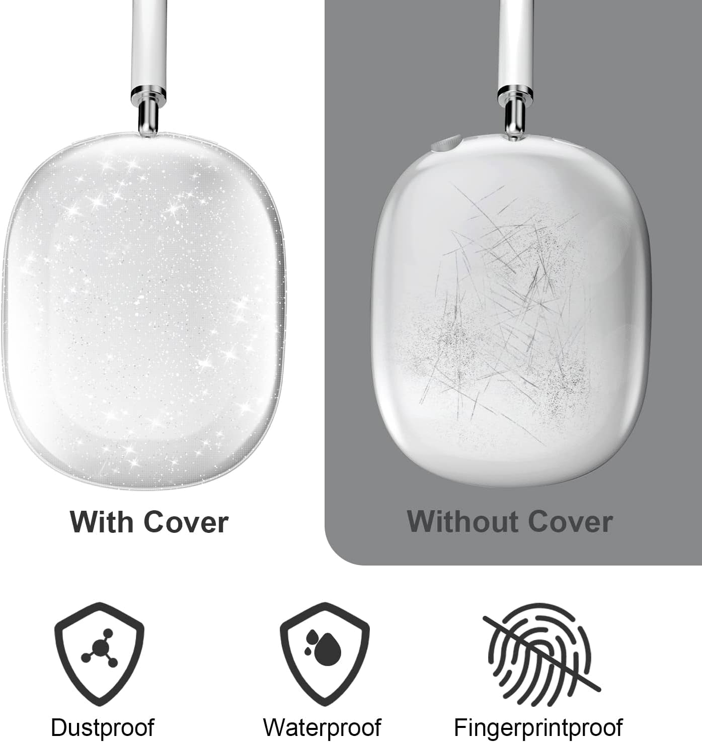 VICHYIE Case Cover for Airpods Max, Clear Soft TPU Case Anti-Scratch, Transparent Accessories Protector Cover for Airpods Max Headphones(Clear Glitter)  VICHYIE   