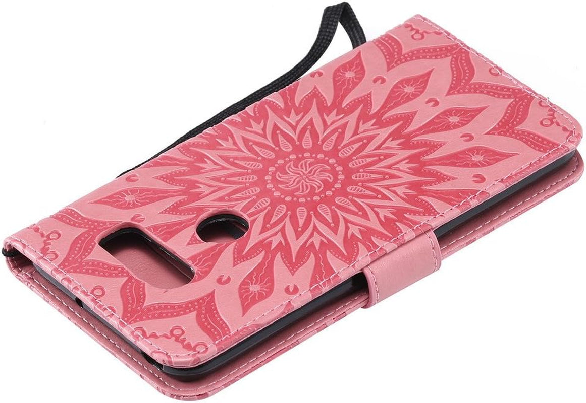 ISADENSER LG V30 Case LG V30S Case Sunflower Series as Case with Shockproof Kickstand Credit Card Holder Flip Magnetic Closure Protection Wallet Leather PU Case Cover for LG V30 plus Pink Sunflower  ISADENSER   