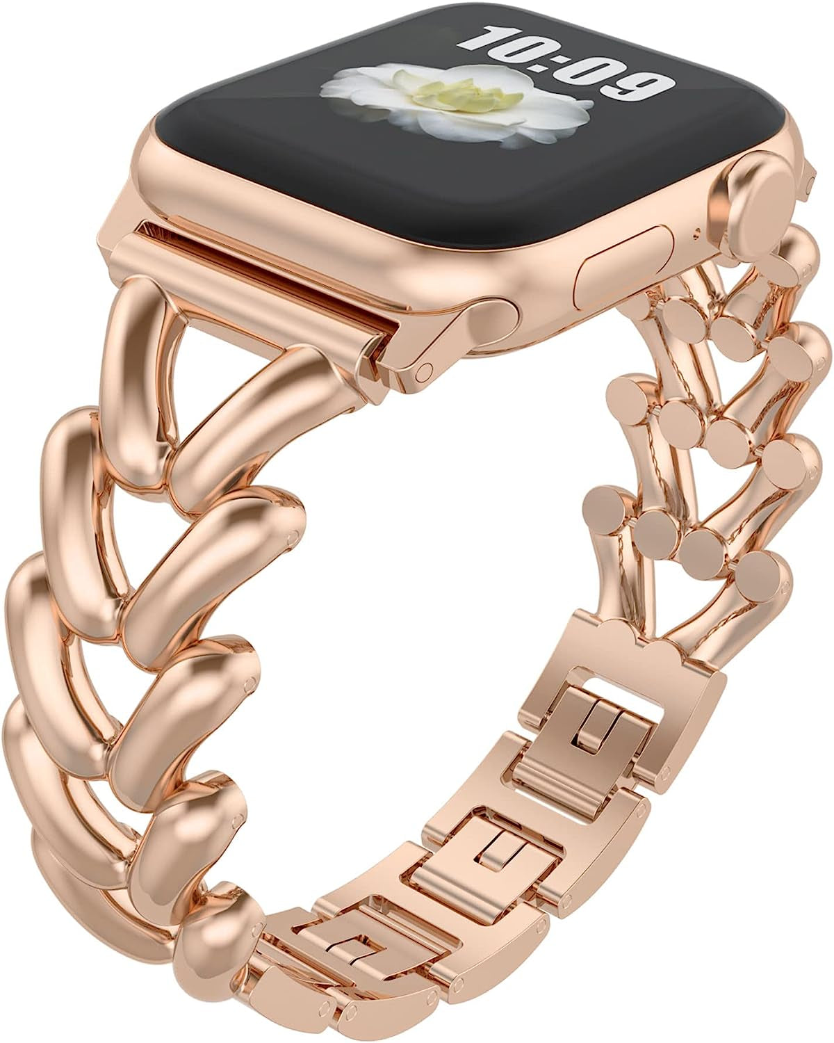 Yncamoo Slim Band Compatible with Apple Watch 38Mm 40Mm 41Mm 42Mm 44Mm 45Mm 49Mm SE Series 8 7 6 5 4 3 2 1, Women Adjustable Replacement Bracelet, Jewelry Metal Strap  Yncamoo A Rose Gold 38/40/41mm 