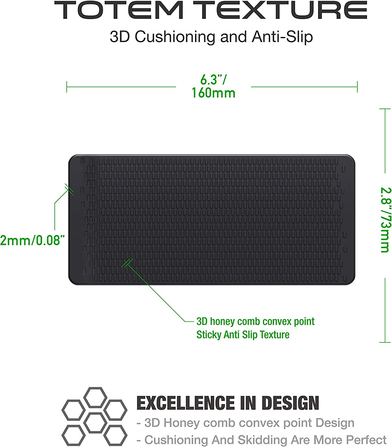 JIMISHA anti Slip Pad Sticky Gripping Pad Sticky Gel Pad Multifunctional Fixate Gel Pads Non-Slip Mounting Pad Cell Pad, 6.3 X 2.8 Inch (2 Pack)  JIMISHA   
