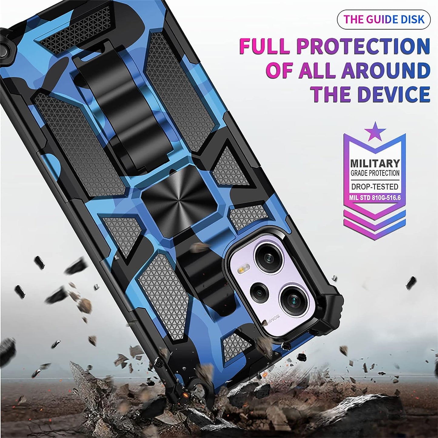 Tncavo Camouflage Case for Xiaomi Redmi Note 12 Pro 5G with Stand, Military Grade Heavy Duty Armor Cases Shockproof Protection Phone Cover for Xiaomi Poco X5 Pro/Redmi Note 12 Pro 5G MC Blue Camo  Tncavo   