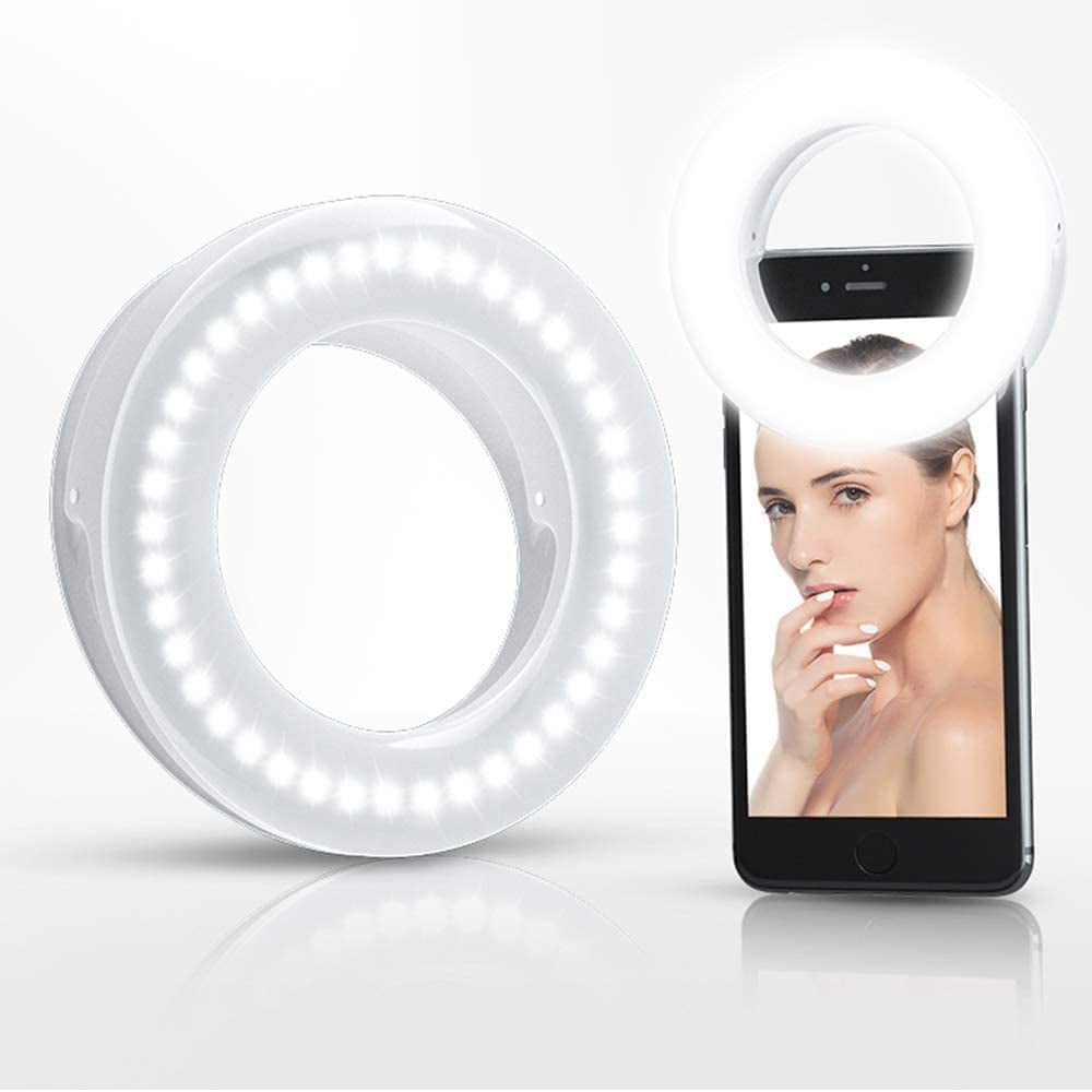 XINBAOHONG Selfie Ring Light Rechargeable Portable Clip-On Selfie Fill Light with 40 LED for Smart Phone Photography, Camera Video, Girl Makes Up  XINBAOHONG   