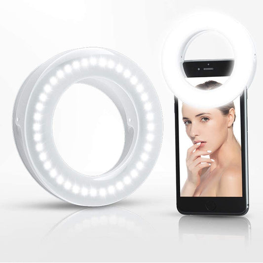 XINBAOHONG Selfie Ring Light Rechargeable Portable Clip-On Selfie Fill Light with 40 LED for Smart Phone Photography, Camera Video, Girl Makes Up  XINBAOHONG   