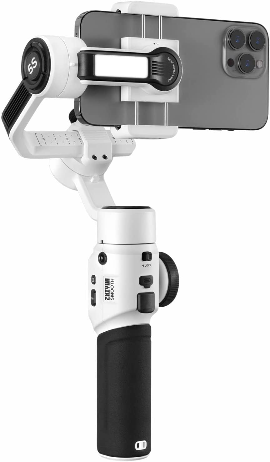 Zhiyun Smooth 5S White Gimbal Stabilizer for Smartphone for Iphone 14 13 12 11 SE XS XR X 8 Pro Max plus Samsung Android Video Youtube Tiktok Vlogging, Zhiyun Smooth 5 Phone Gimbal Upgraded Version  Zhiyun   