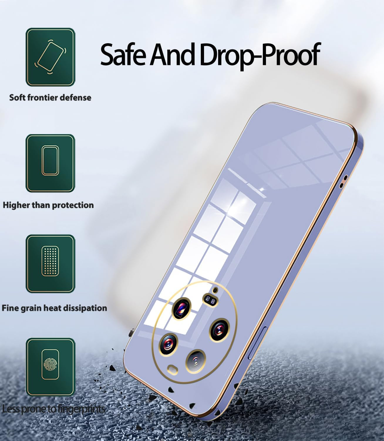 Compatible with Xiaomi 13 Ultra Case for Women Men, Ultra Thin Xiaomi 13 Ultra Phone Case Silicone Cute Shockproof Plating Electroplate Soft Cases Cover (Lavender Grey)  Tiwinxing   