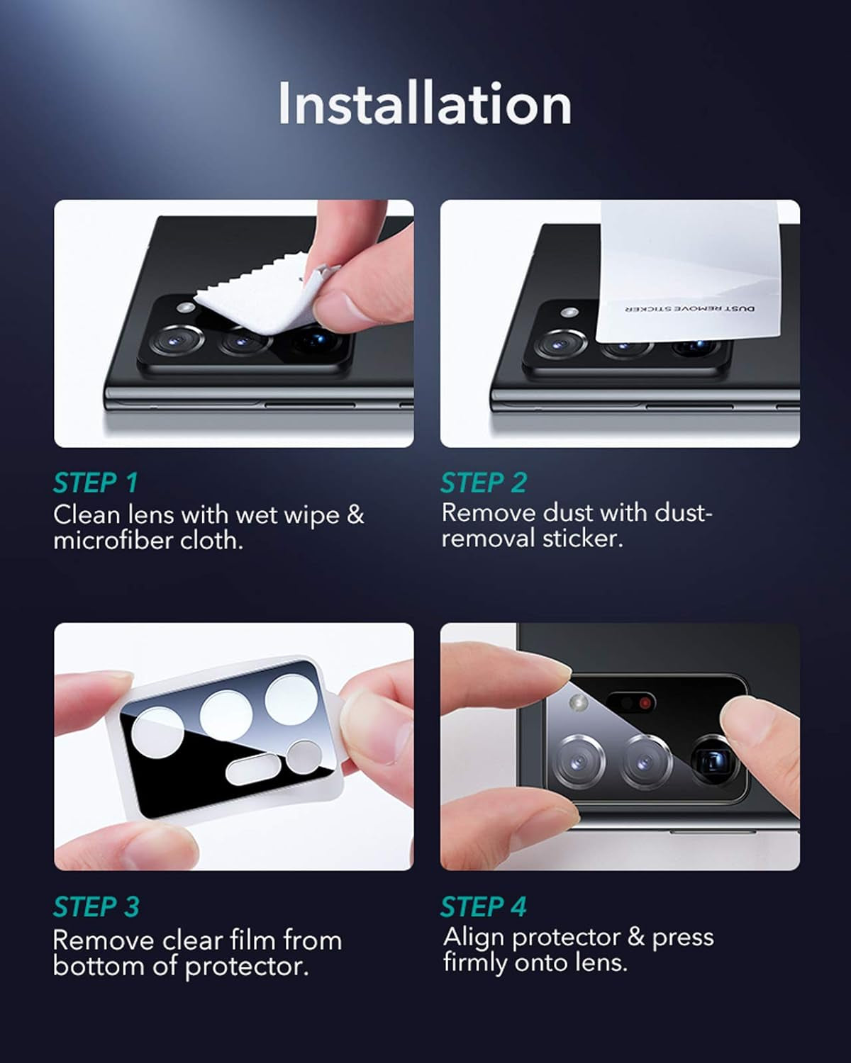 ESR Camera Lens Protector Compatible with Samsung Galaxy Note 20 Ultra [Scratch-Resistant] [Fingerprint-Resistant] [Ultra-Thin] Tempered Glass Camera Protector for Galaxy Note 20 Ultra, 2-Pack  Electronic Silk Road Corp   