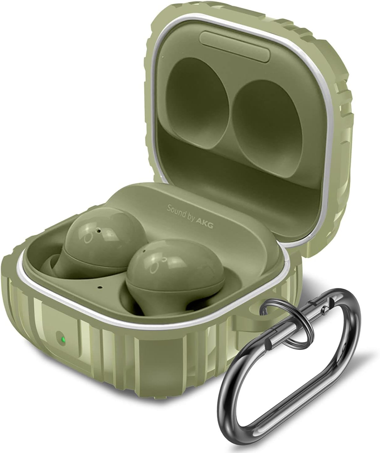 SKTDWEI Compatible with Samsung Galaxy Buds Pro Case/Galaxy Buds Live/Galaxy Buds 2/Galaxy Buds 2 Pro Protective Case with Lock Hard Shell Rugged Shockproof Cover with Keychain and Lanyard (Black)  Shoukemei Olive  