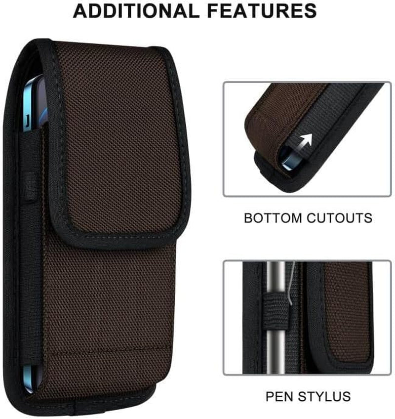 Ykooe Cell Phone Pouch Nylon Belt Holster Case Compatible with Iphone 15, 15 Pro, 14 Pro, 14, 12, 12 Pro, 11, 11 Pro, 13, 13 Pro, XR, Samsung Galaxy S20 S21 S22 S23 S10 S9, Brown – L  ykooe   