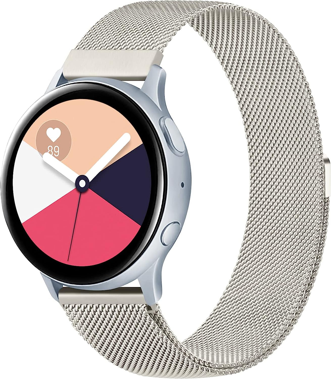 YILED Metal Bands for Samsung Galaxy Watch Active 2 40Mm 44Mm / Galaxy Watch Active, 20Mm Stainless Steel Mesh Watch Strap for Galaxy Watch 3 41Mm / Galaxy Watch 42Mm  YILED Starlight  