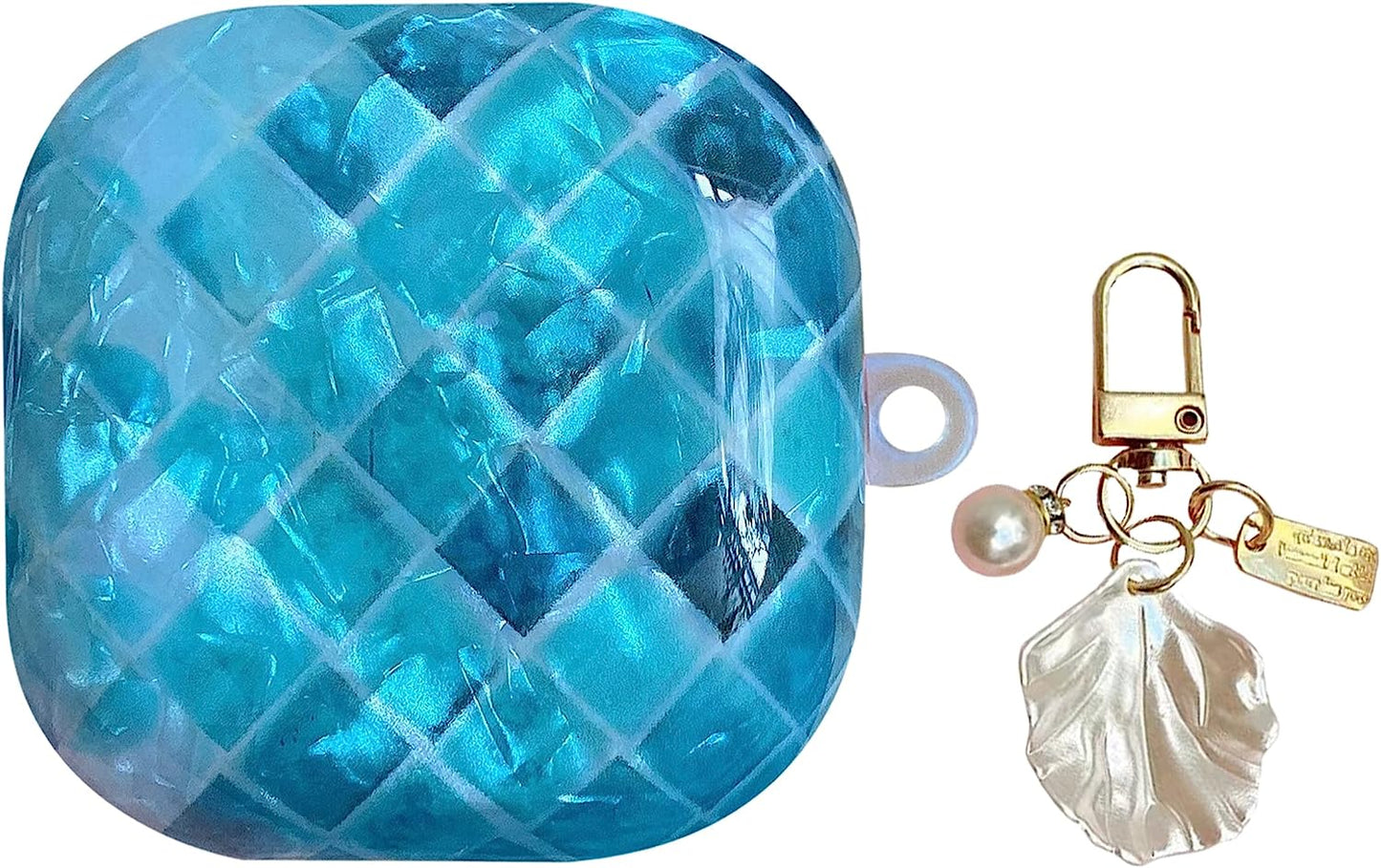 HENJI Case for Samsung Galaxy Buds 2 Case (2021) / Galaxy Buds Pro Case (2021) / Galaxy Buds Live Case (2020), Full Protective Pearl Shell Cover with Pearl Keychain for Women Girl (Leopard Grain B)  HENJI Diamond  