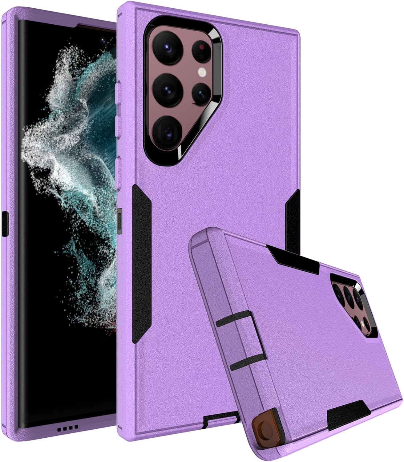 Dahkoiz for Samsung Galaxy S22 Case, Dust-Proof Port Cover, Full Body Durable Silicone Rubber Phone Case for Samsung Galaxy S22 5G, Black/Red  UNISMART INC Galaxy S22 Ultra Case Black/Purple Galaxy S22 Ultra 