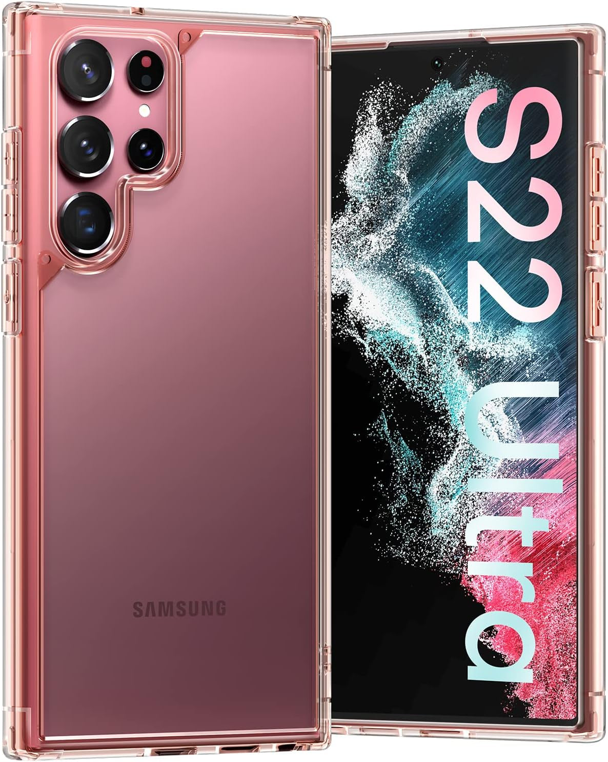 TOCOL for Samsung Galaxy S22 Ultra Case, Translucent Matte Hard Back [Military Grade Shockproof] [Anti-Scratch & Anti-Fingerprint] Slim Fit Protective Cover for Galaxy S22 Ultra Case 6.8'', Green  TOCOL Pink  