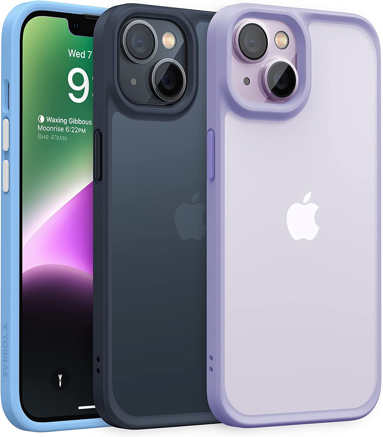 TORRAS Designed for Shockproof Iphone 13 Case/Iphone 14 Case, Military Grade Drop Tested, Shockproof Protective Hard Back Slim Case for Iphone 13 & Iphone 14 Case, Black-Guardian Series  TORRAS Amethyst Purple iPhone 14/13 (6.1'') 