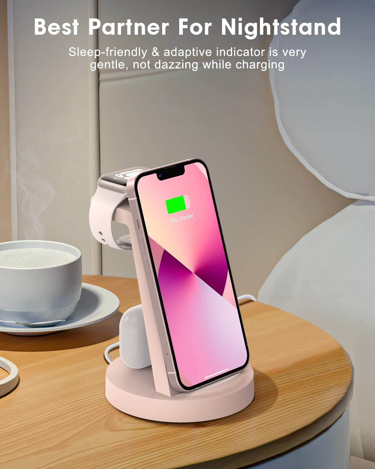 Wireless Charging Station, 3 in 1 Wireless Charger for Iphone 14/13/12/11/Pro/Se/Xs/Xr/X/8 Plus/8, Fast Wireless Charging Stand Dock for Apple Watch Series & Airpods(With Adapter)  shenzhenshijinzhizhuokejiyouxiangongsi   