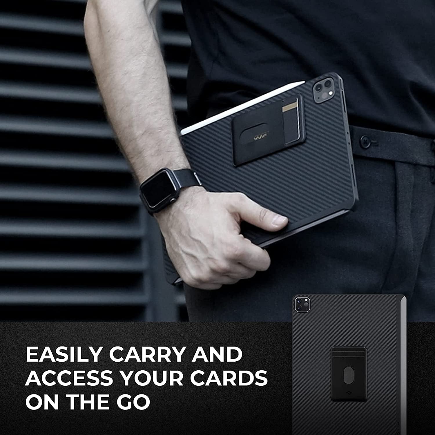 PITAKA Phone Card Holder [Magez Card Sleeve 3.0] Stick on Wallet for Credit or Business Cards, Compatible with Magsafe, Magez Case for Iphone 14/13/12 and Galaxy S23/S22 - PU Leather, Black  pitaka   