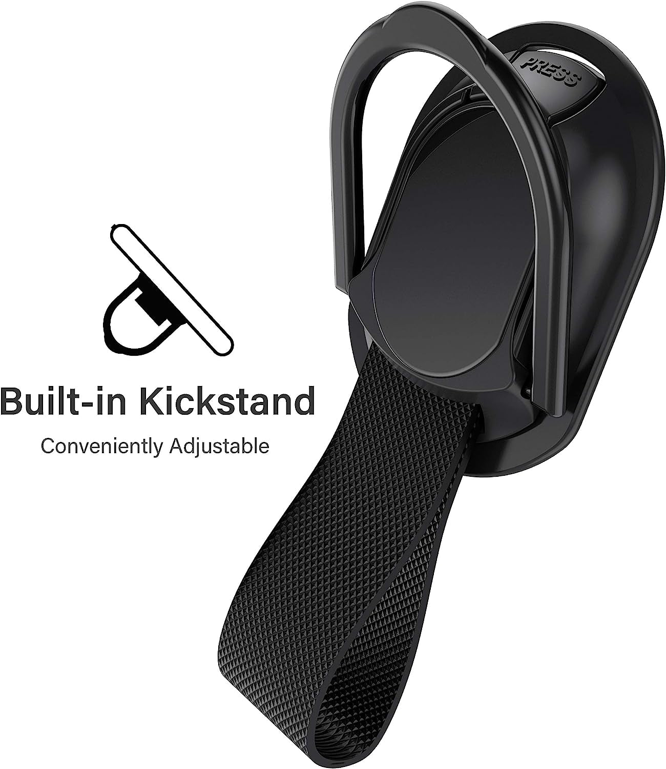 Ghostek LOOP Magnetic Phone Strap Holder for Hand with Kickstand Ergonomic Finger Grip Works with Car Mounts and Detachable for Wireless Charging Designed for Iphone, Galaxy, Pixel Case Covers (Black)  Ghostek   