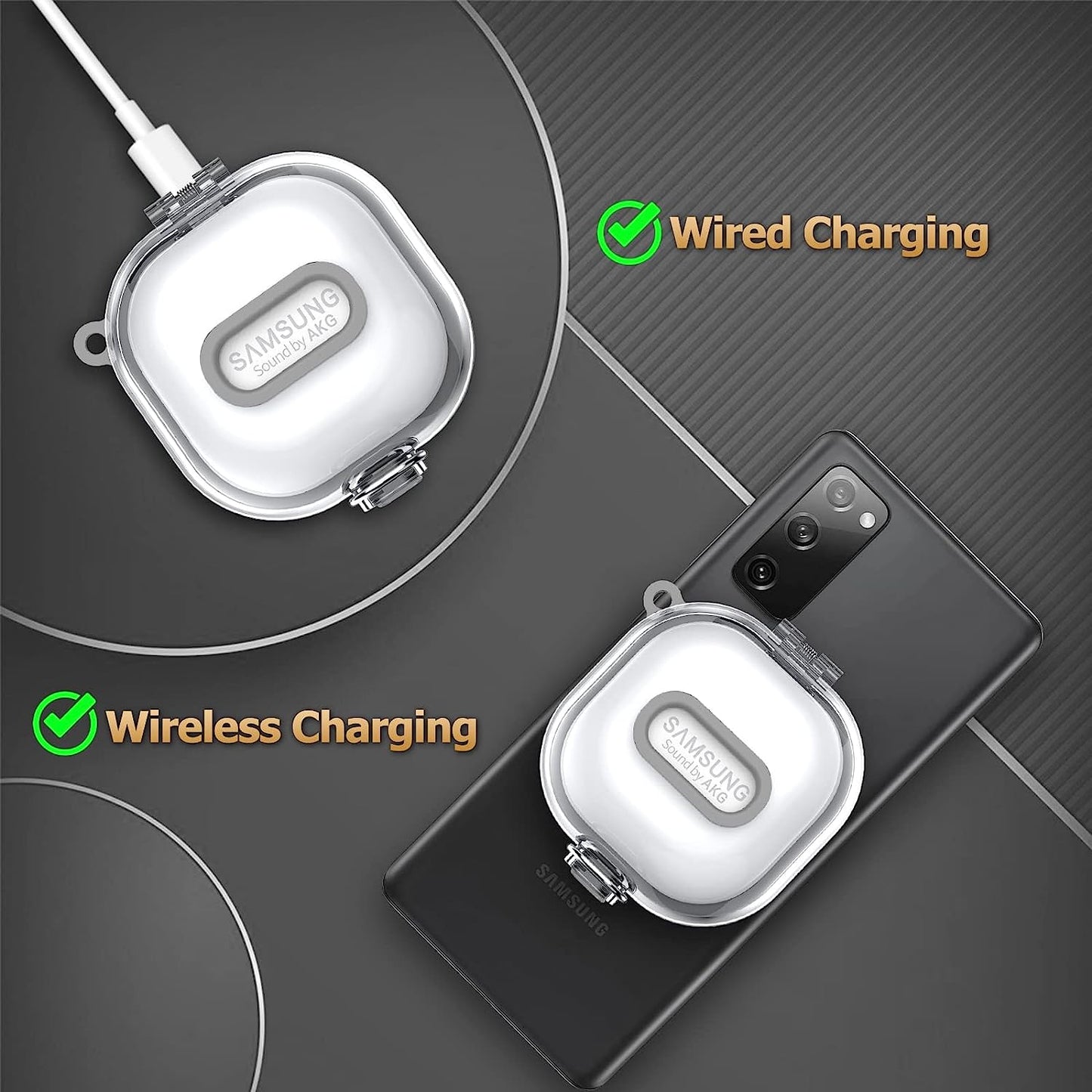 [Upgrade Lock]Case for Samsung Galaxy Buds 2 Pro Case(2022)/Galaxy Buds 2 Case(2021)/Galaxy Buds Live Case(2020)/ Galaxy Buds Pro Case(2021),Tpu Hard Shell Protective Cover with Lanyard/Keychain-Clear  AIBEAMER   