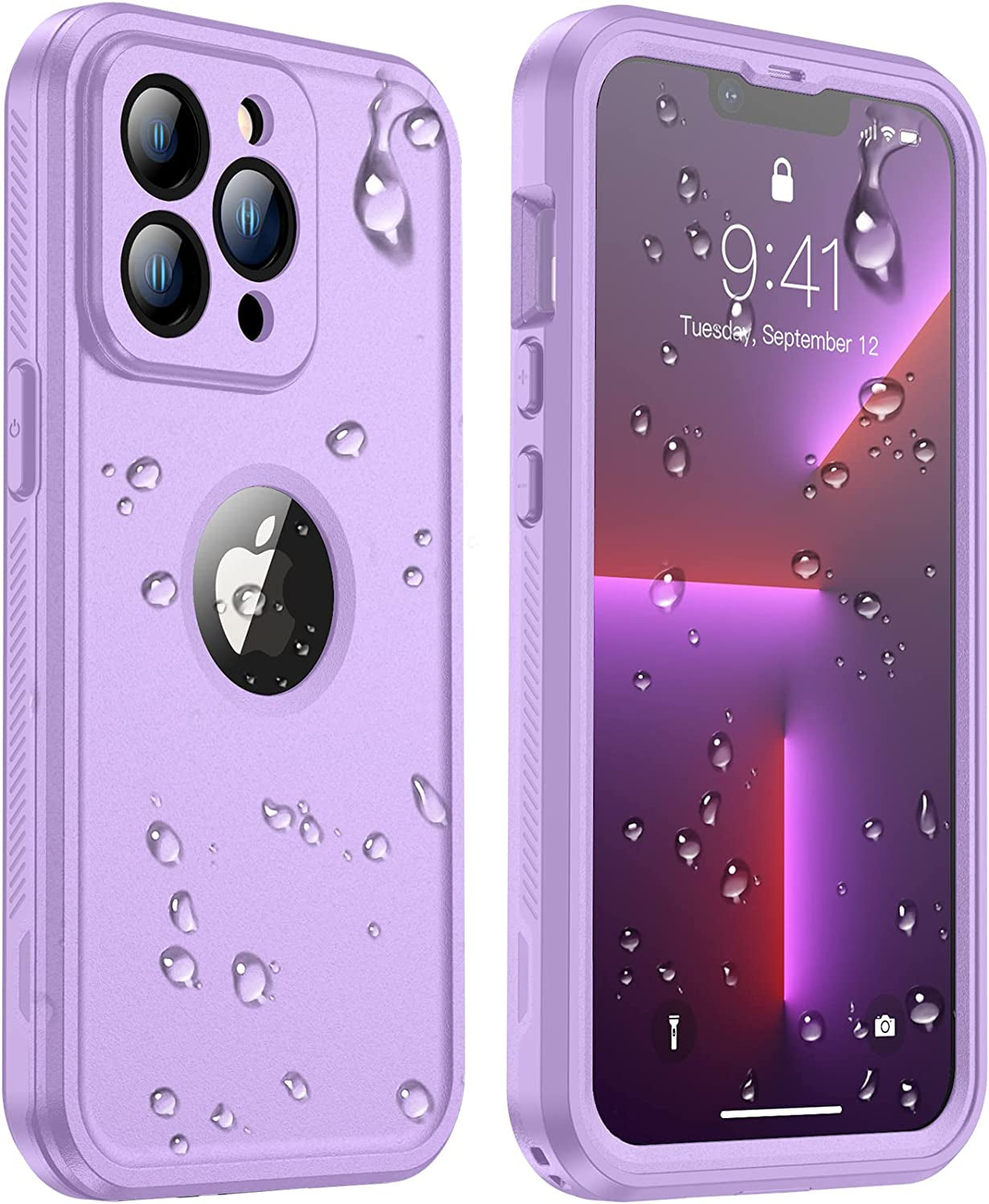 Temdan [Real 360 for Iphone 14 Case Waterproof, Built-In 9H Tempered Glass Camera Lens & Screen Protection [14FT Military Dropproof][Full-Body Shockproof Phone Case][Dustproof][Ip68 Underwater]  Temdan purple iPhone 13 Pro Max 