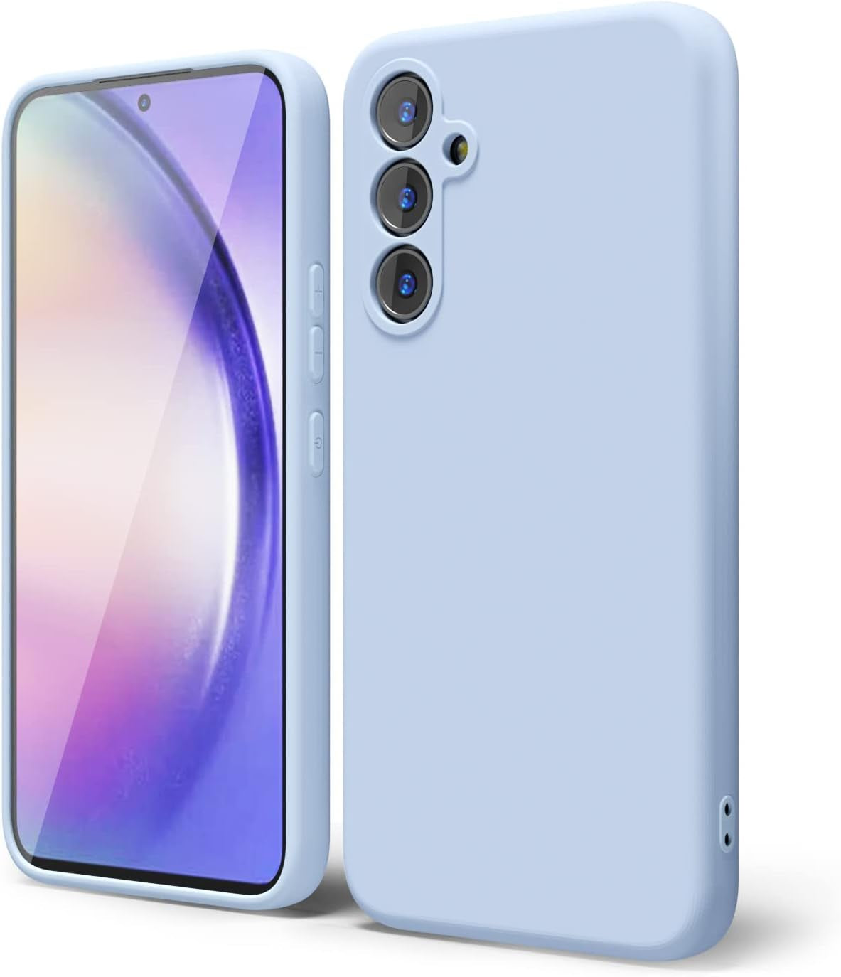 Oakxco for Samsung Galaxy A53 Phone Case Liquid Silicone, Cute Thin Slim Soft Rubber TPU Plain Smooth Gel Cover for Women Girl, Matte Solid Protective & Shockproof, Black  oakxco Light Blue A54 