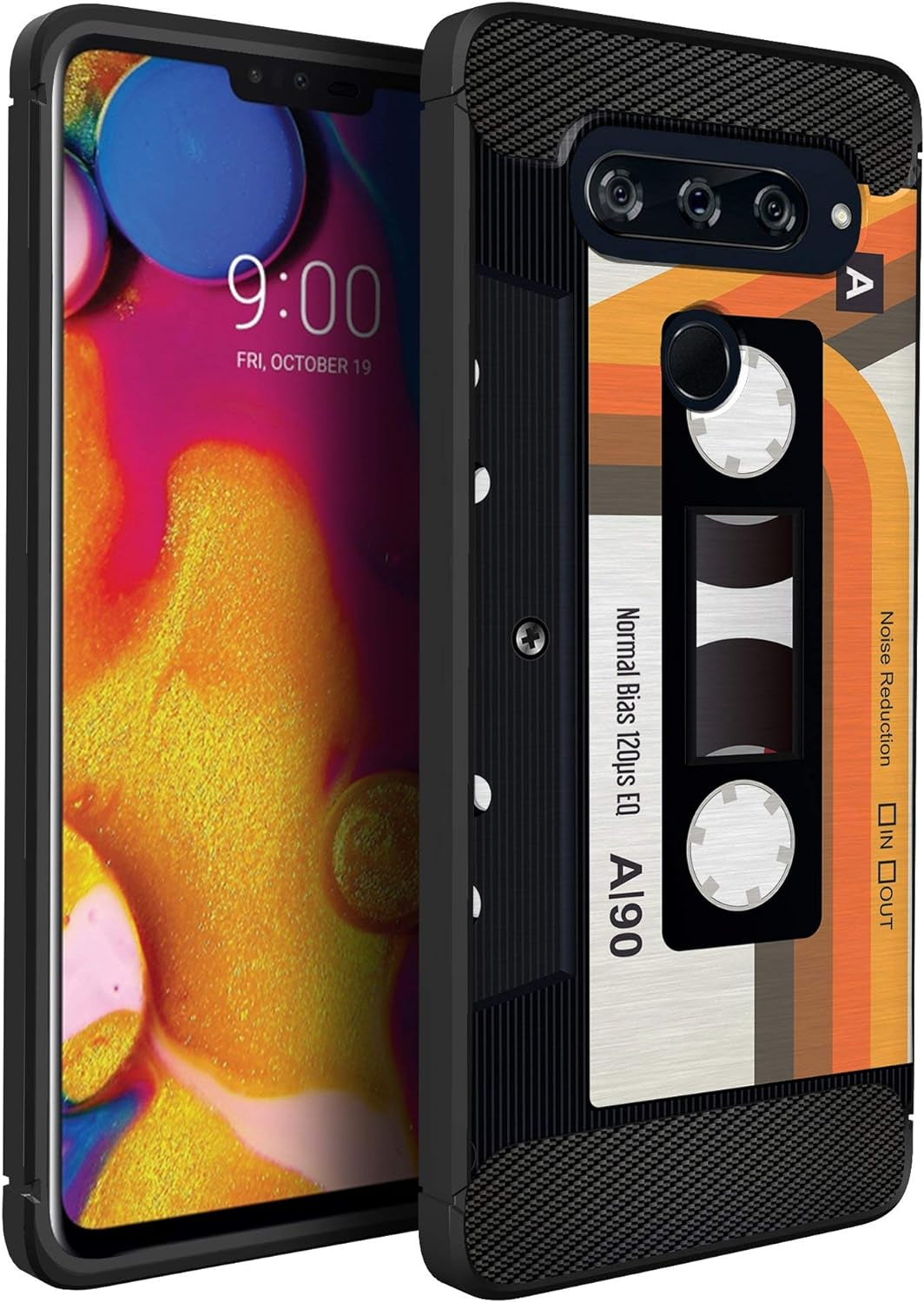 Casesondeck Case Compatible with [LG V40 Thinq] Pictorial Patterned TPU Design Case Flexible Slim and Elegant (Astronaut)  CasesonDeck Retro Cassette  