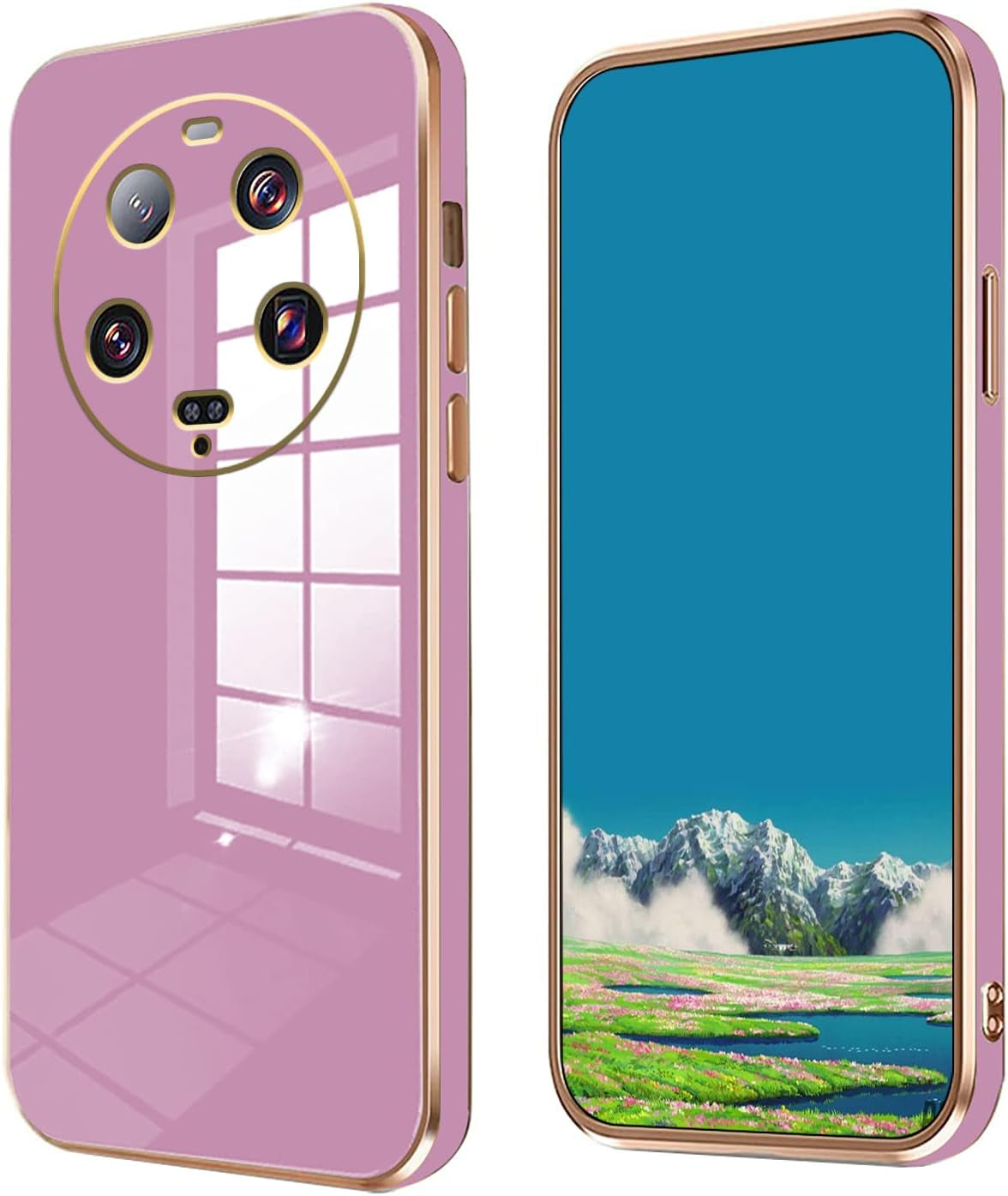 Compatible with Xiaomi 13 Ultra Case for Women Men, Ultra Thin Xiaomi 13 Ultra Phone Case Silicone Cute Shockproof Plating Electroplate Soft Cases Cover (Lavender Grey)  Tiwinxing Purple  