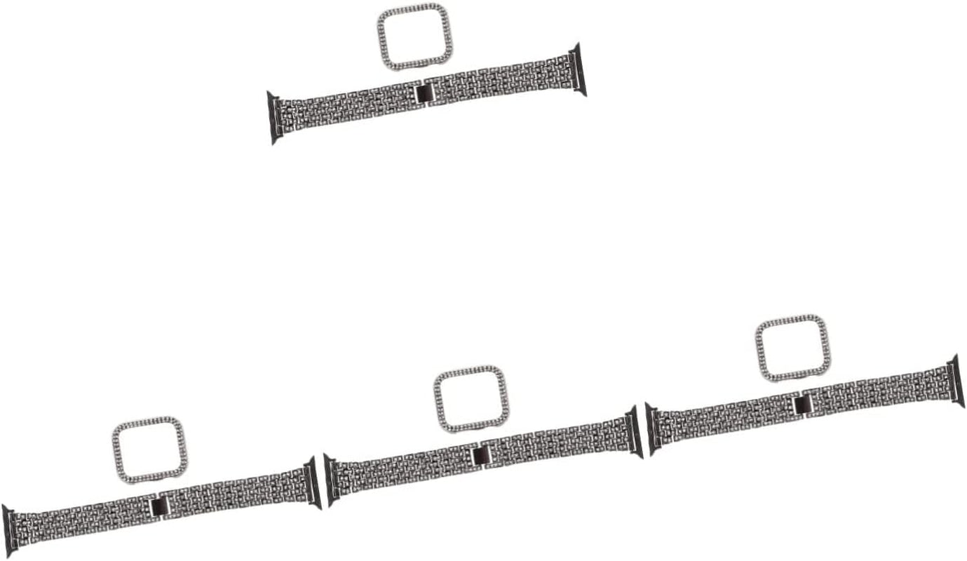Mikikit Aplple Watch Bands 4 Sets Anti- Decorative Watch Case Band Watchband Anti-Slip Anti-Skid Portable Belt Rhinestone Metal of Replacement Replaceable Strap Slip  Mikikit   