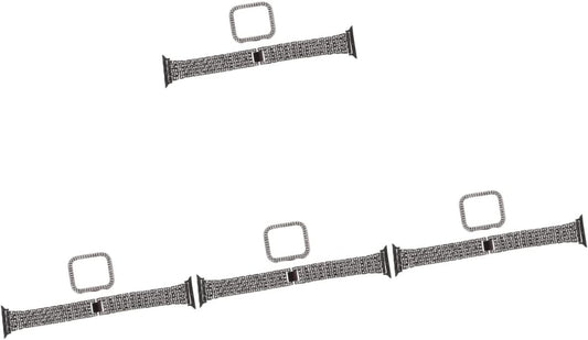 Mikikit Aplple Watch Bands 4 Sets Anti- Decorative Watch Case Band Watchband Anti-Slip Anti-Skid Portable Belt Rhinestone Metal of Replacement Replaceable Strap Slip  Mikikit   