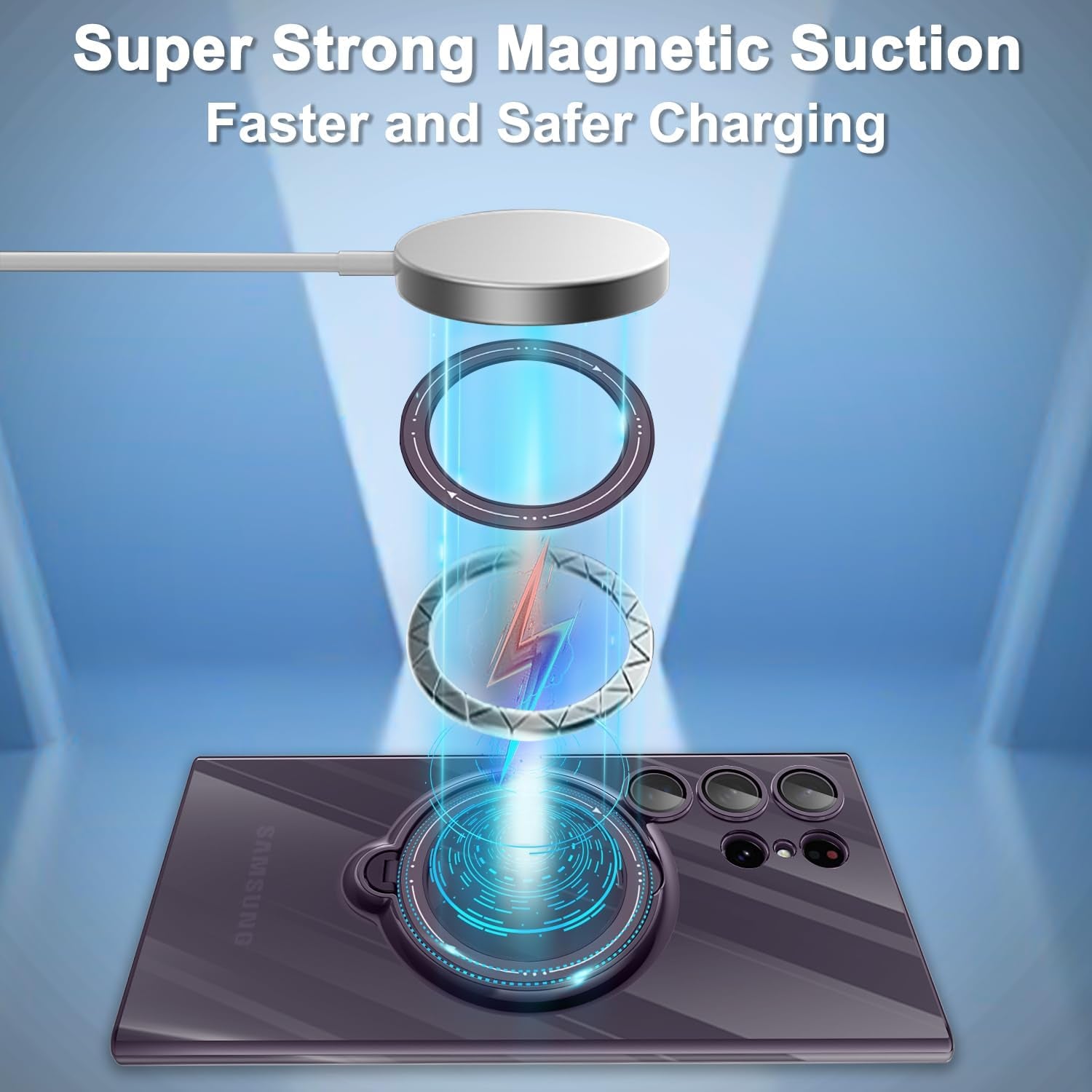 Tnarru Clear Samsung Galaxy S22 Ultra Case with Magnetic Stand [Compatible with Magsafe] [360° Rotatable Ring Holder Kickstand] Plating TPU Shockproof Protective Galaxy S22 Ultra Phone Case - Purple  Tnarru   