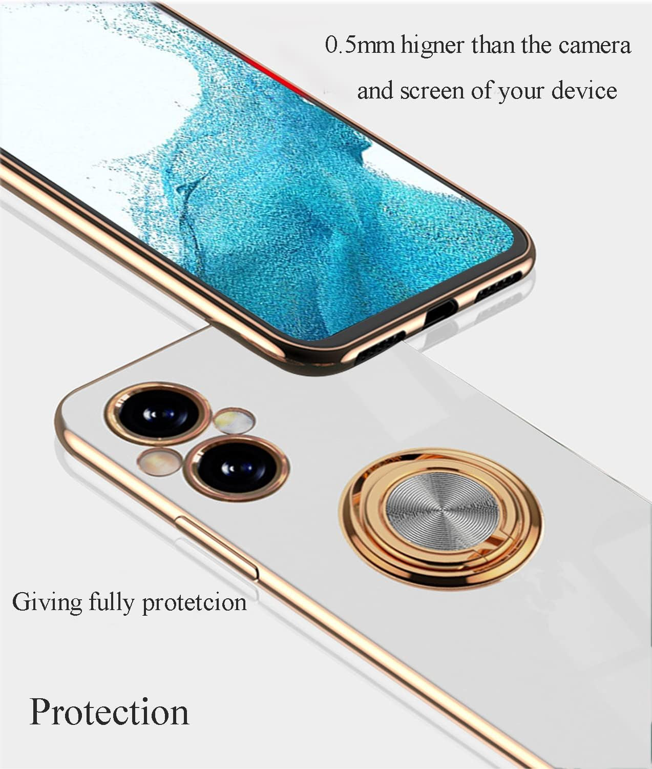 Yarxiawin Compatible for Oneplus Nord N20 5G Case Ring Holder Magnet Silicone, Oneplus N20 5G Case Thin Phone Case Aesthetic Black 360° Rotatable Metal Stand (White)  Yarxiawin   