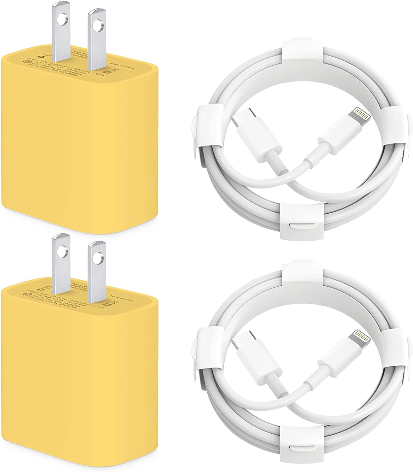 Iphone 14 13 12 Fast Charger【Apple Mfi Certified】 20W PD USB C Wall Charger 2-Pack 6FT Cable Fasting Charging Adapter Compatible with Iphone 14 Pro Max/13 Pro Max/12 Pro Max/11 Pro Max/Xs Max/Xs/Xr/X.  KRISLOG Yellow  