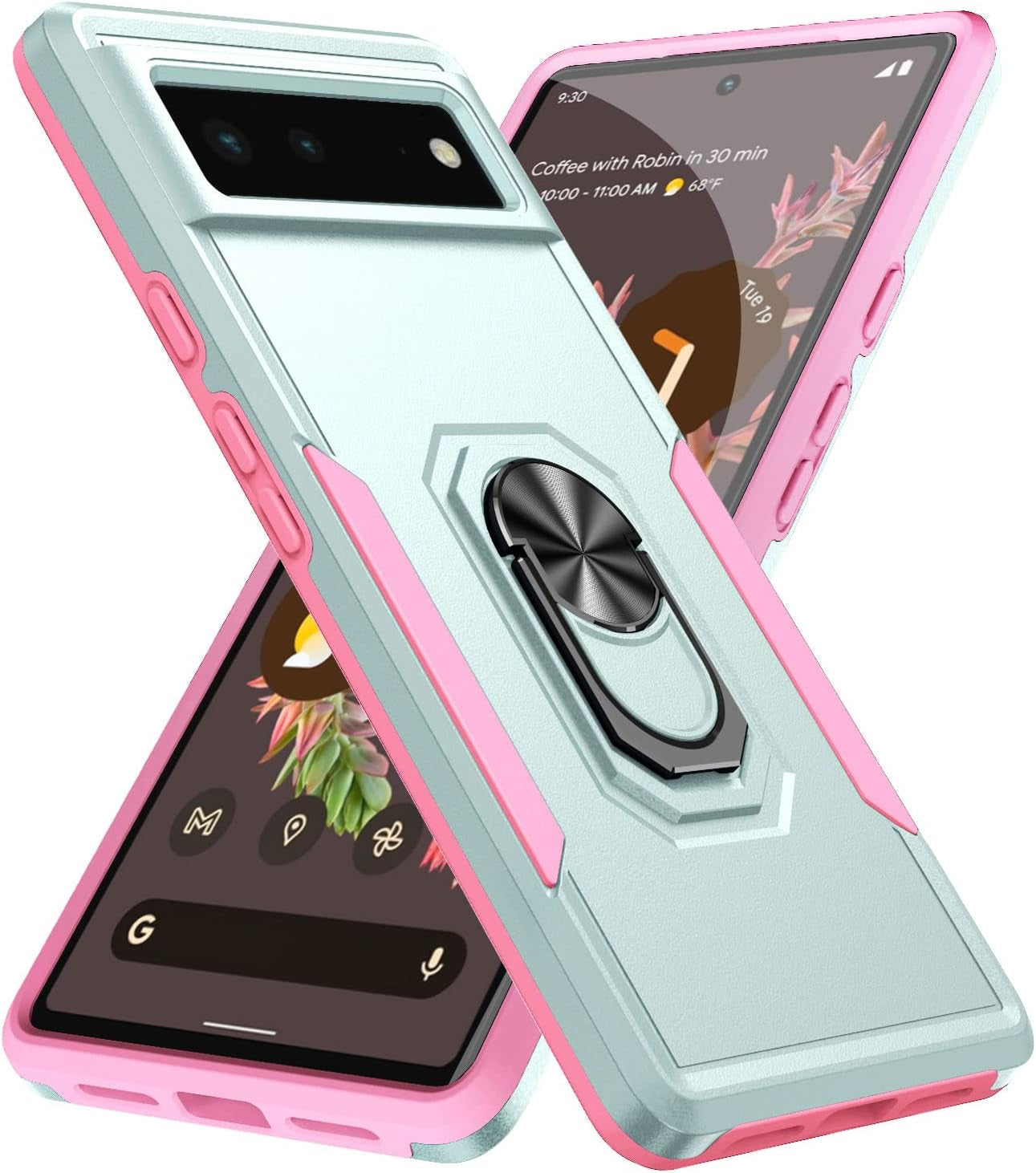 Case for Pixel 6 Pro，Google 6 Pro Case Protector with Car Mount Kickstand Metal Ring - Shock-Absorption Bumper Cover for Google Pixel 6 Pro Case Anti-Scratch (Purple)  Anzruosu Green Google Pixel 6 6.4" 