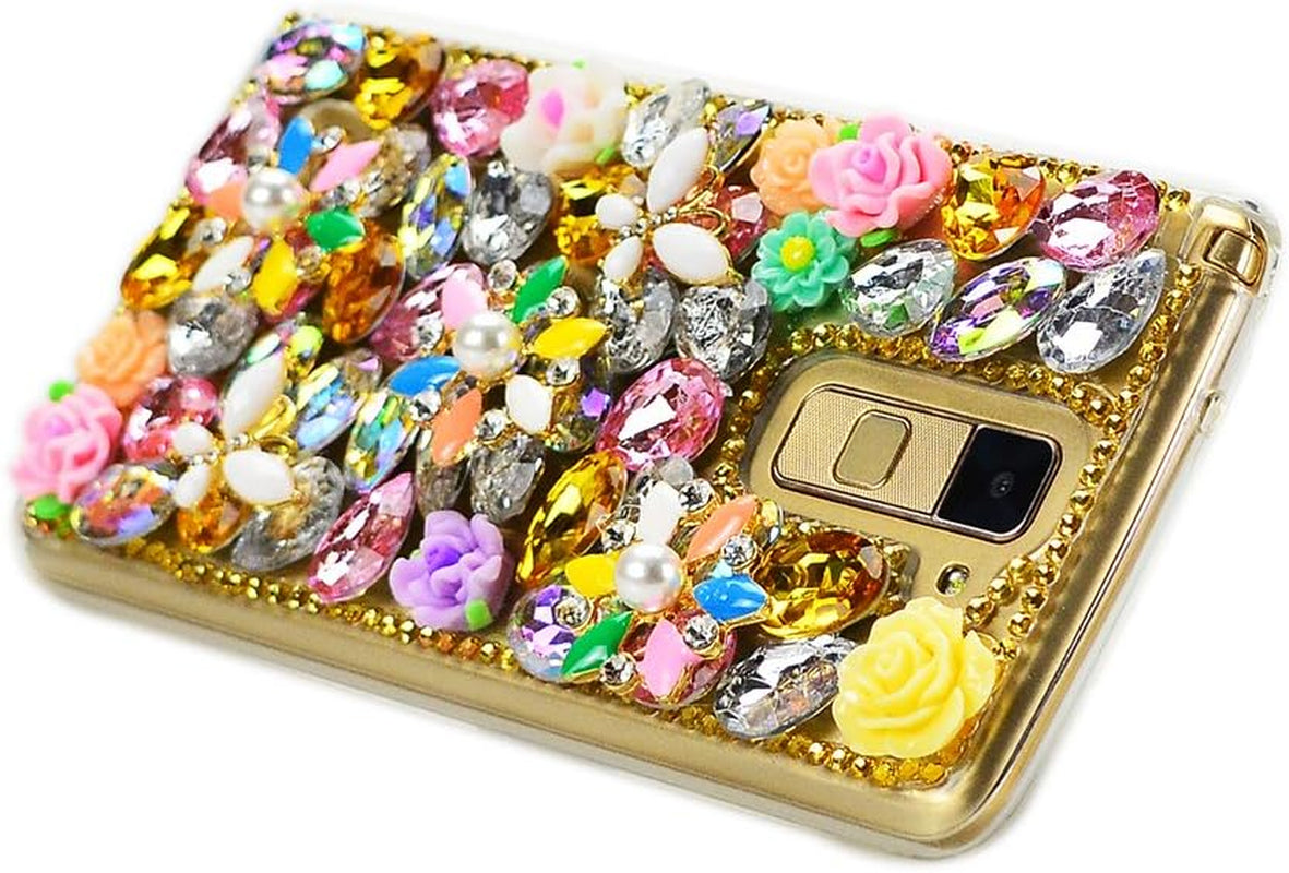 STENES LG G6 / LG G6 plus Case - Luxurious Series 3D Handmade Sparkly Crystal Bling Cover Hybrid Drop Bumper Protection Case with Retro Bows anti Dust Plug - Butterfly Rose Flowers/Yellow  STENES   