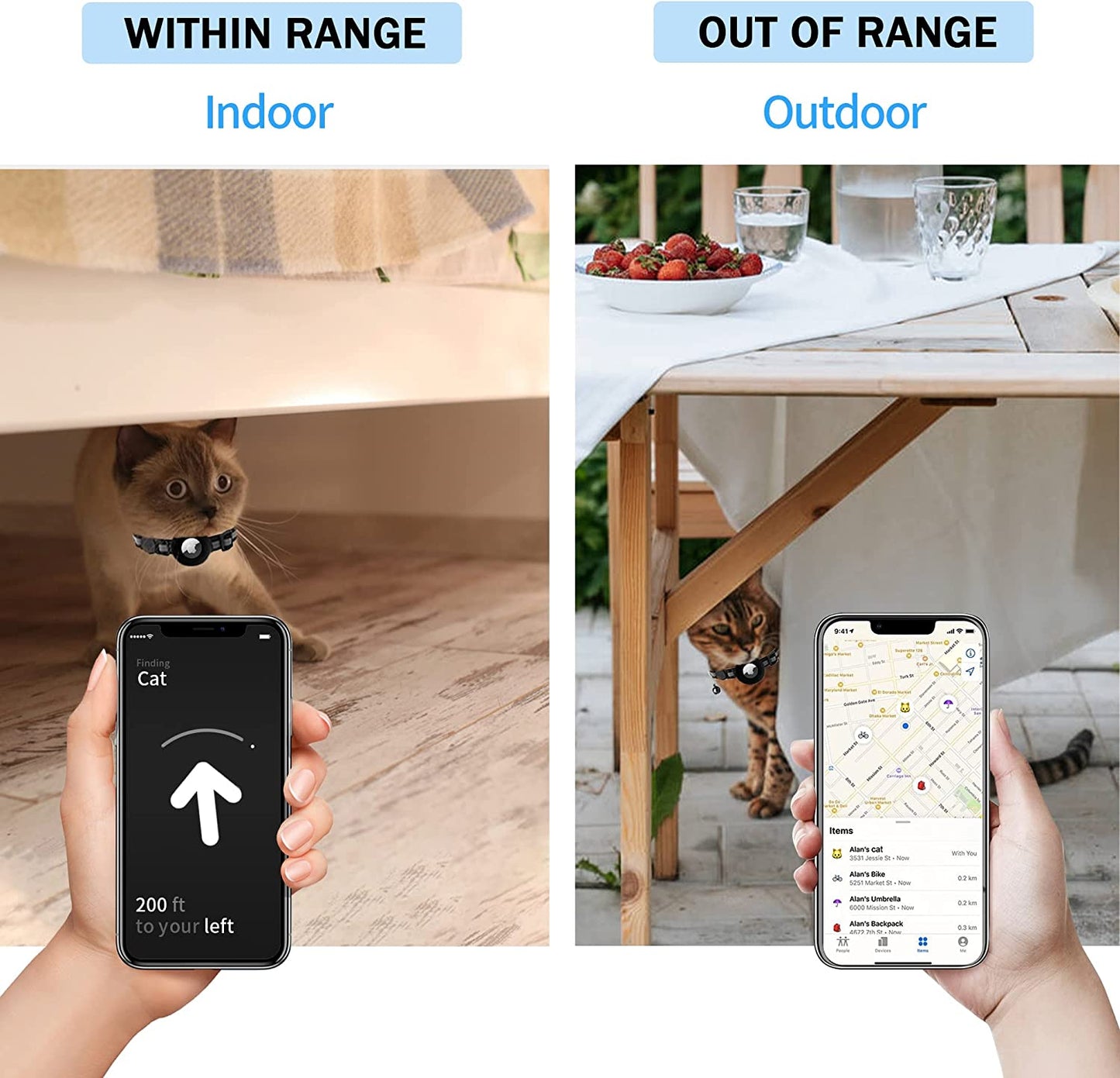 Vyaji 4PCS Airtag Cat Collar - Cat Airtag Collar with Silicone Airtag Holder and Bell - Adjustable Double Layer Nylon Breakaway Cat Collars - 0.2In Reflective Strip  VYAJI   