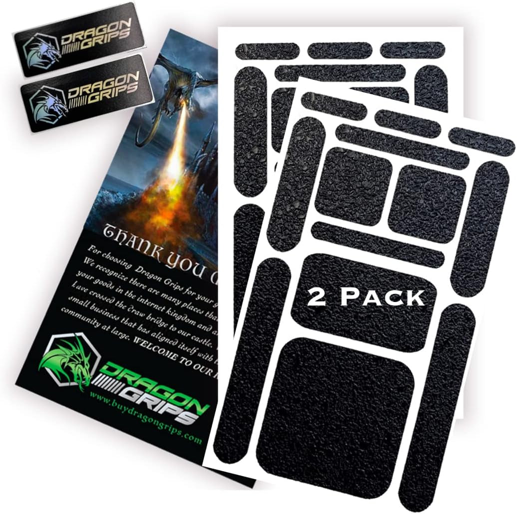 Dragon Grips Grip Tape Cell Phone Grip Stickers Mouse Grip Tape. Black 13 Pc Multi-Purpose Set Rubberized Grip Stickers. Rubber Grip Adhesive Strips for Phone, Laptop, Ipad, Iphone, Tablets & Gaming  Dragon Grips Black 2 pack 