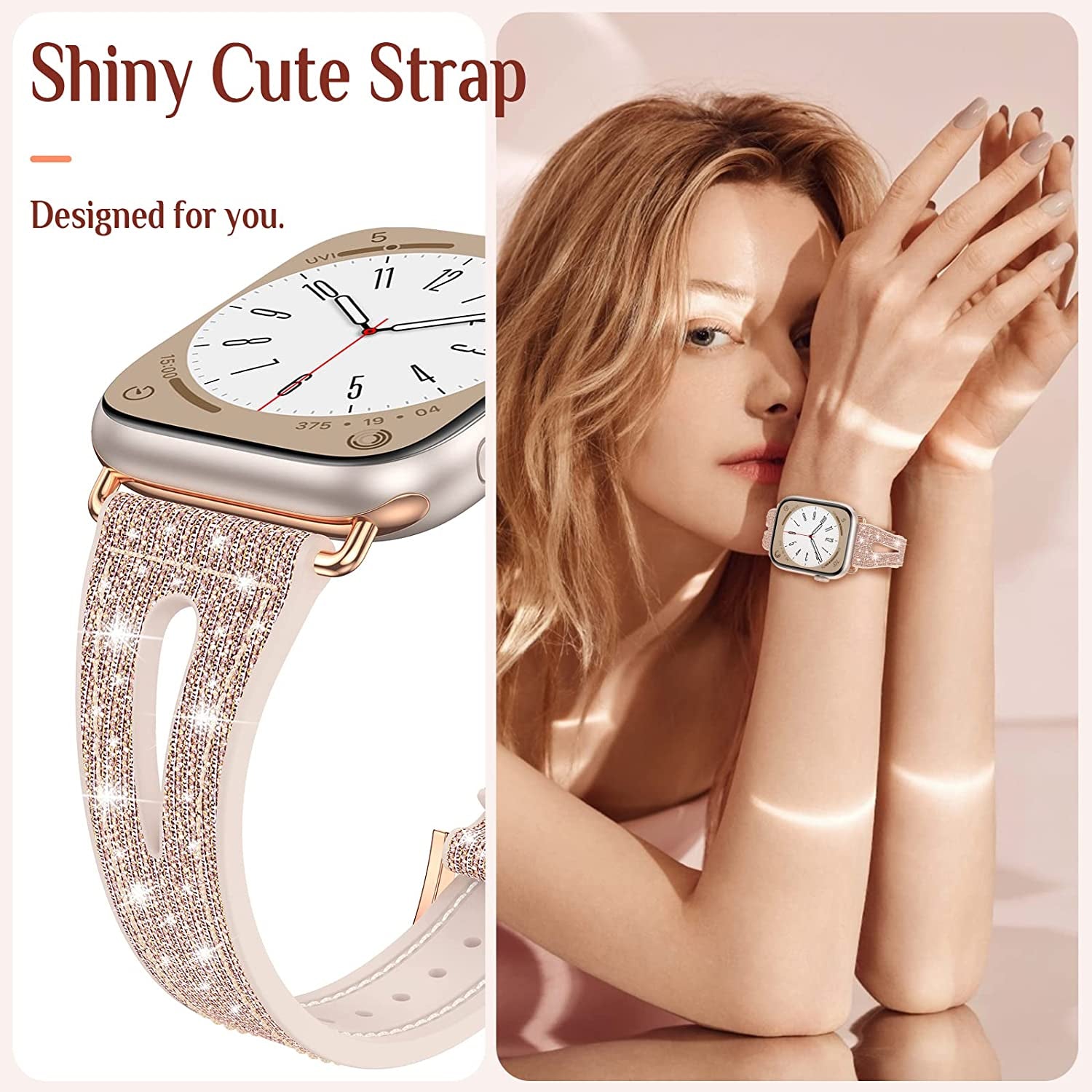 Goton Bling Band for Apple Watch Bands 49Mm 45Mm 44Mm 42Mm 41Mm 40Mm 38Mm Ultra Series 8 7 6 5 4 3 2 1 SE, Women Glitter Silicone Strap Accessories Designed for Iwatch All Series  Yin-Goton   