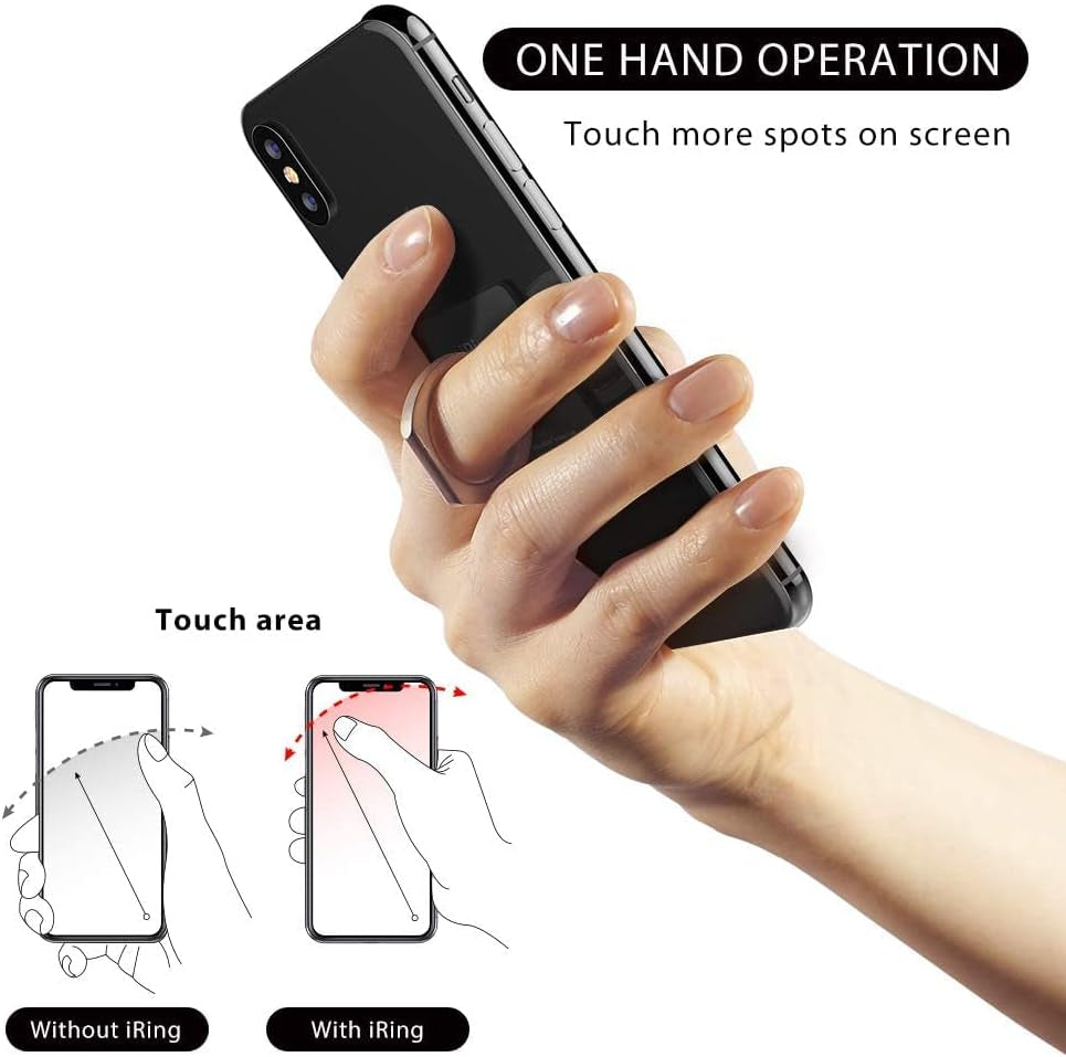 Iring Original, Made in Korea, Phone Ring Holder, Cell Phone Grip Stand, Compatible with Iphone, Galaxy, and Other Smartphones (Black)  AAUXX Korea   