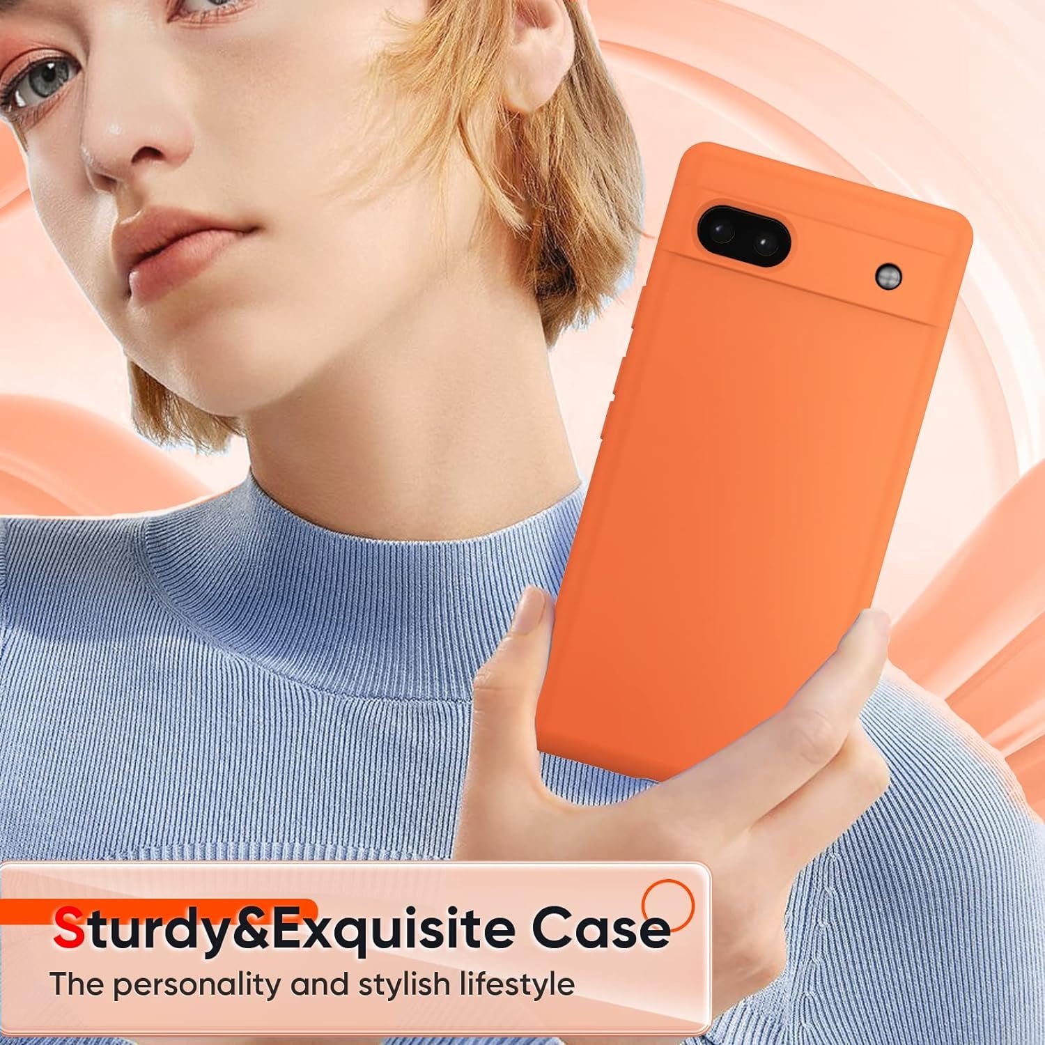 Leyi for Liquid Silicone Google Pixel 6A 5G Case: with 2-Pack Tempered Glass Screen Protectors, Soft Microfiber Liner, Orange  LeYi   