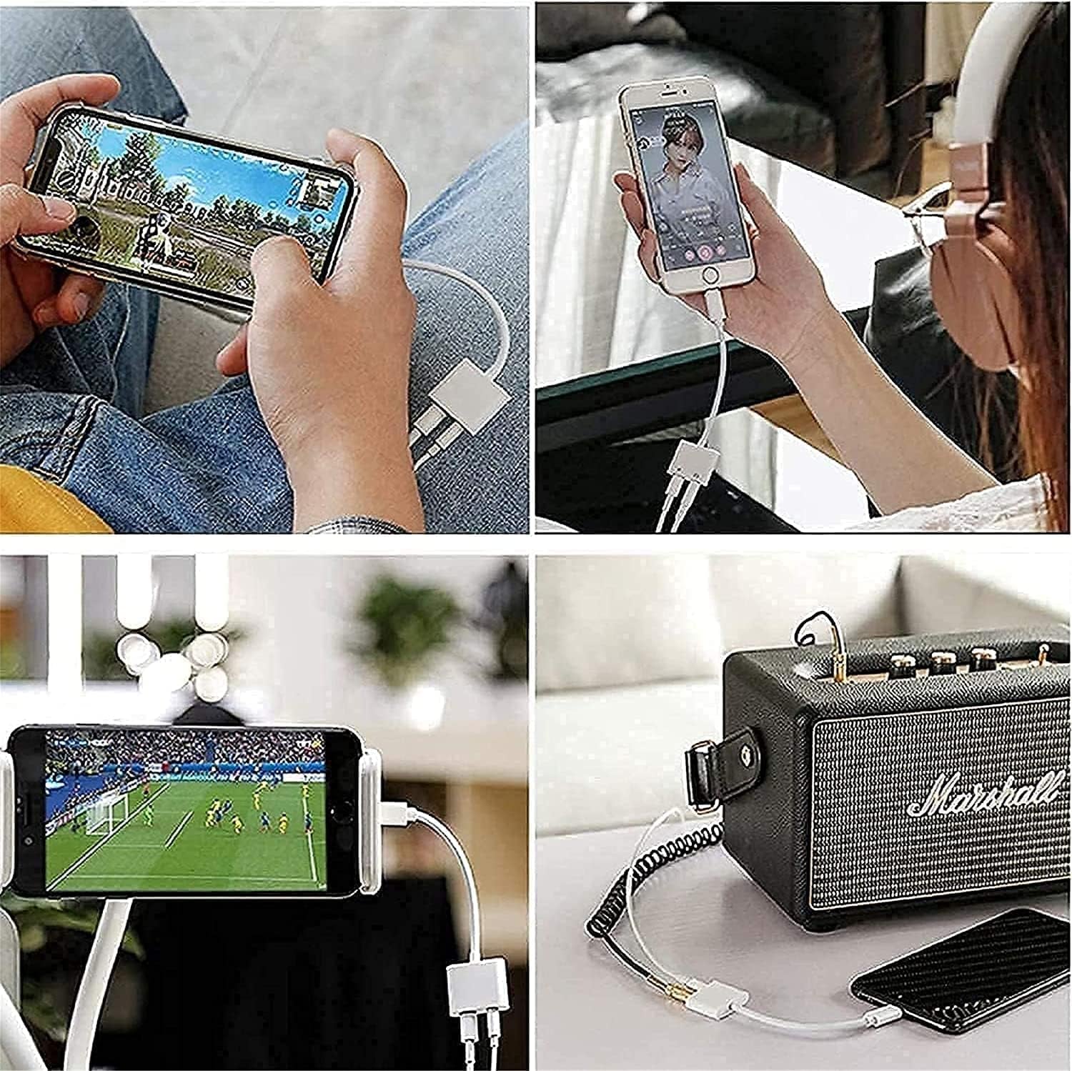 2 Pack Headphone Adapter for Iphone [Apple Mfi Certified], 2 in 1 Lightning to 3.5Mm AUX Audio + Charger Splitter Dongle for Iphone Accessories Compatible with Iphone 13/12/11/XR/X/8/7  Tonatual   