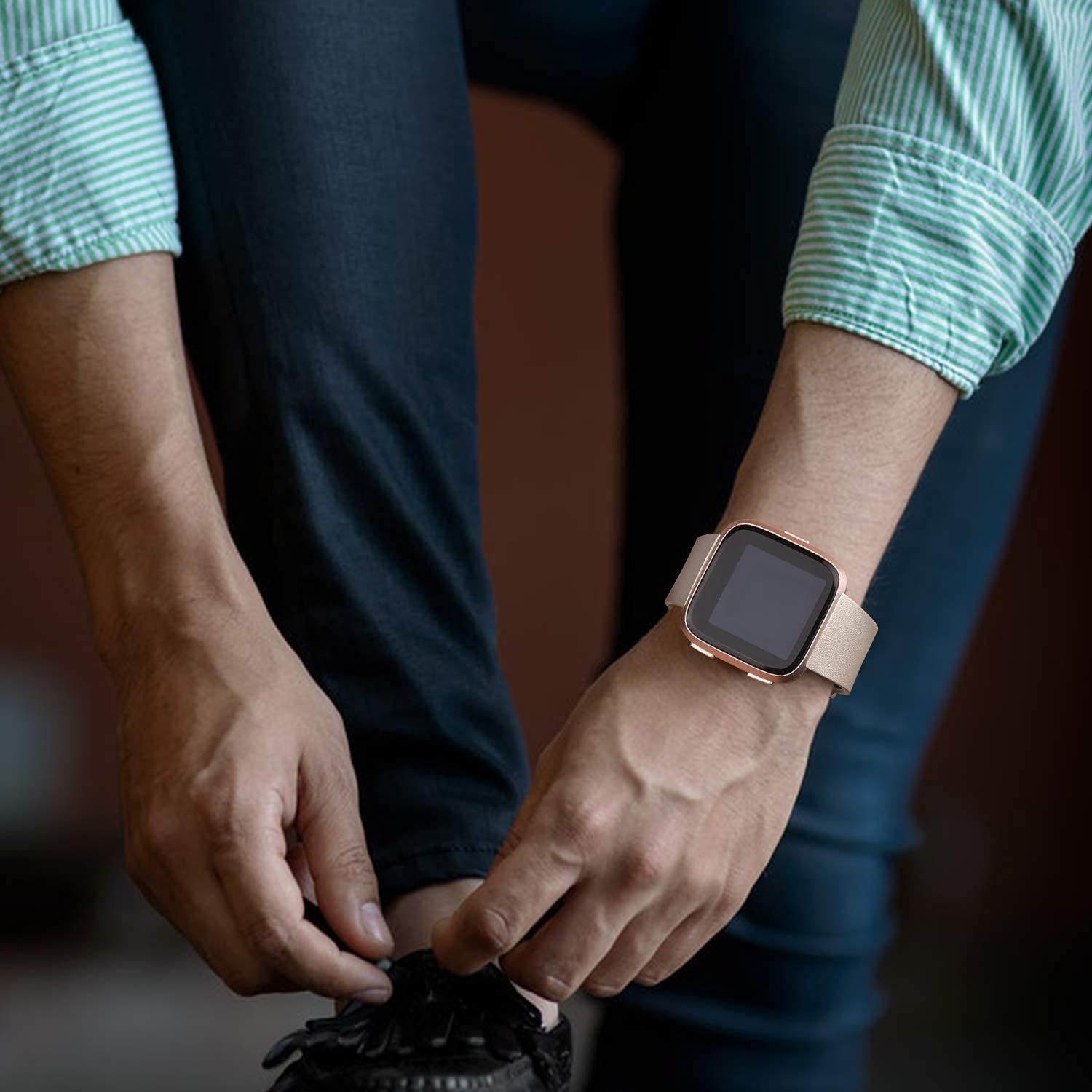 6 Pack Sport Bands Compatible with Fitbit Versa 2 / Versa/Versa Lite/Versa SE, Classic Soft Silicone Replacement Wristbands for Smart Watch Women Men (6 Pack A, Small)  AK   